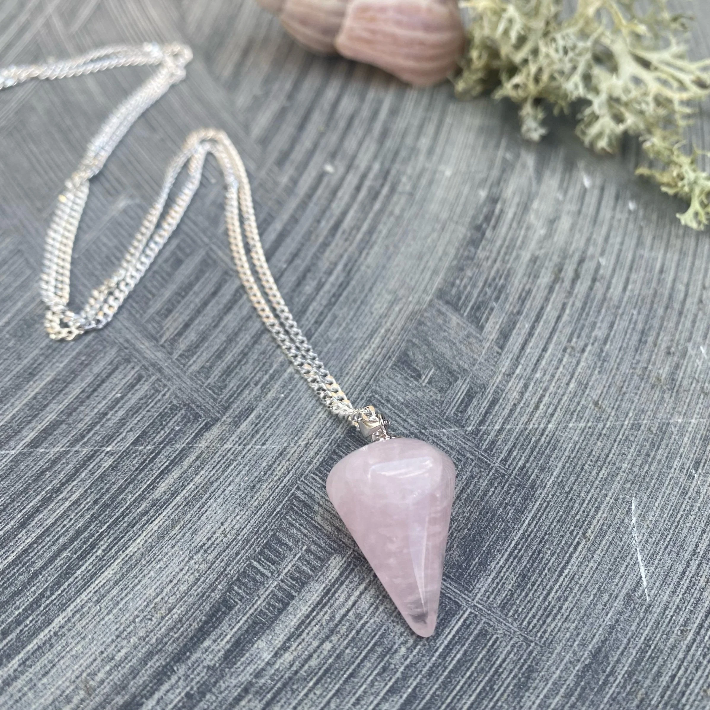 Sterling silver Rose quartz pendulum Necklace
