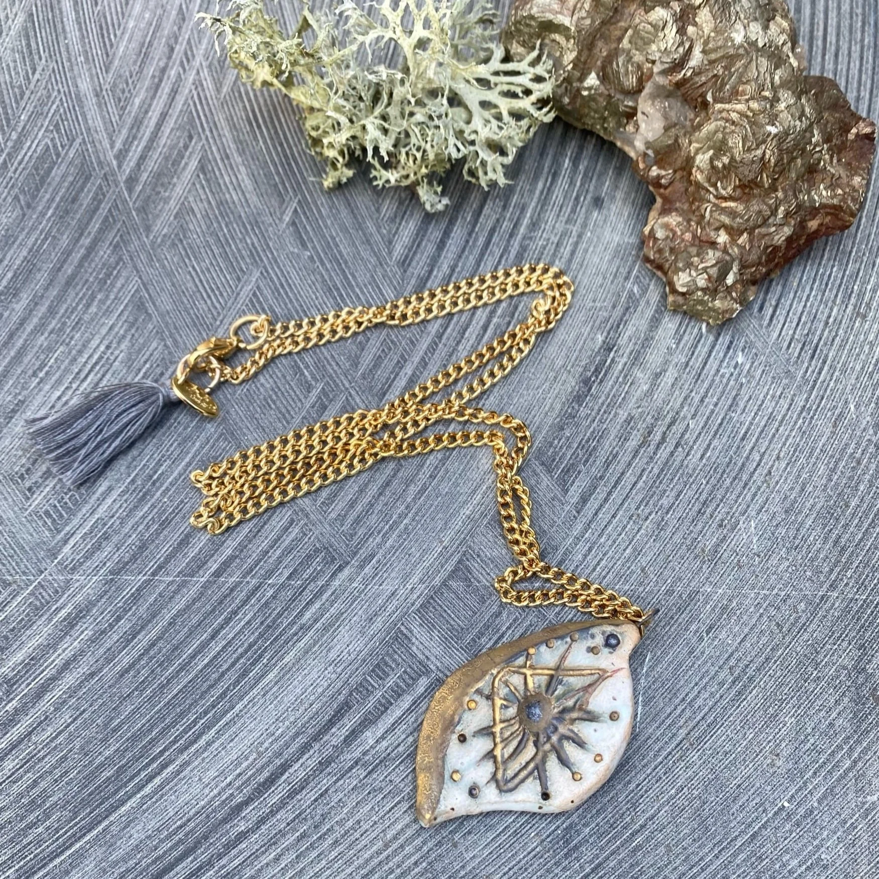 Ceramic Double eye magic talisman necklace