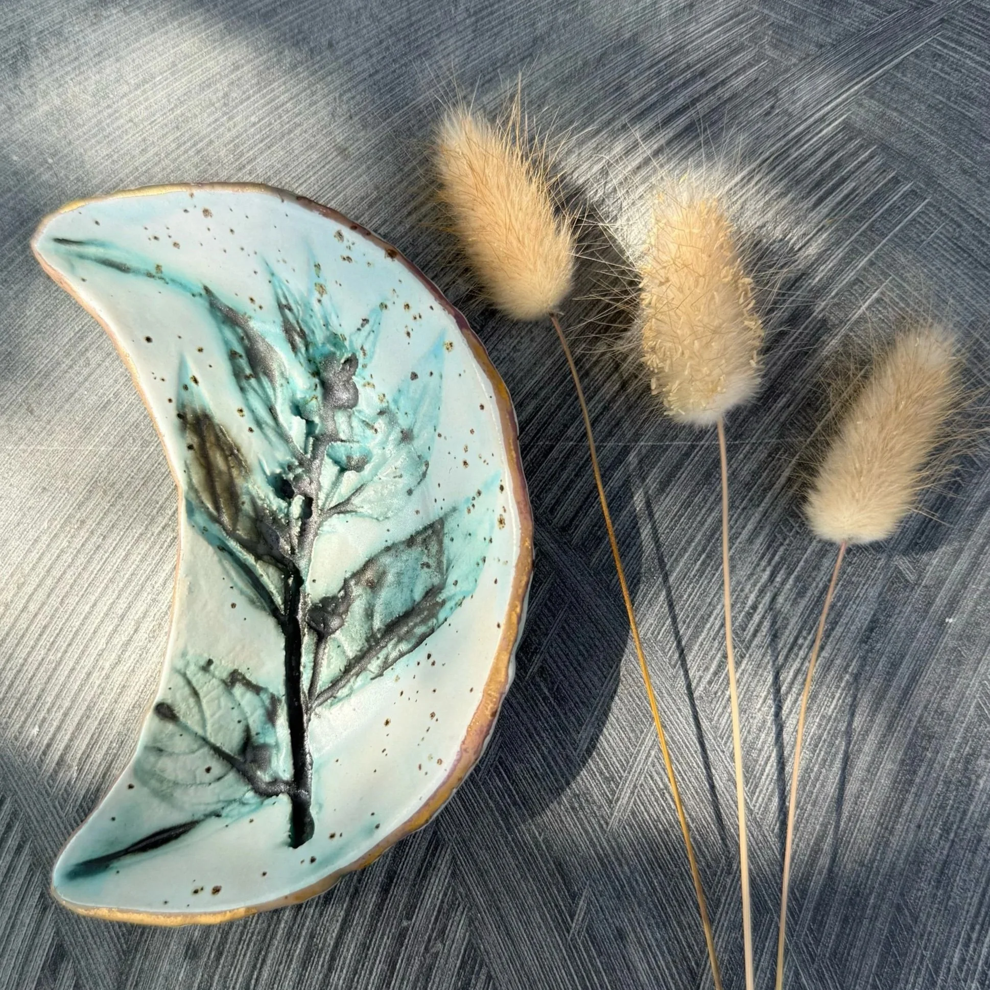 Small Alkanet Botanical Crescent ceramic Moon Dish