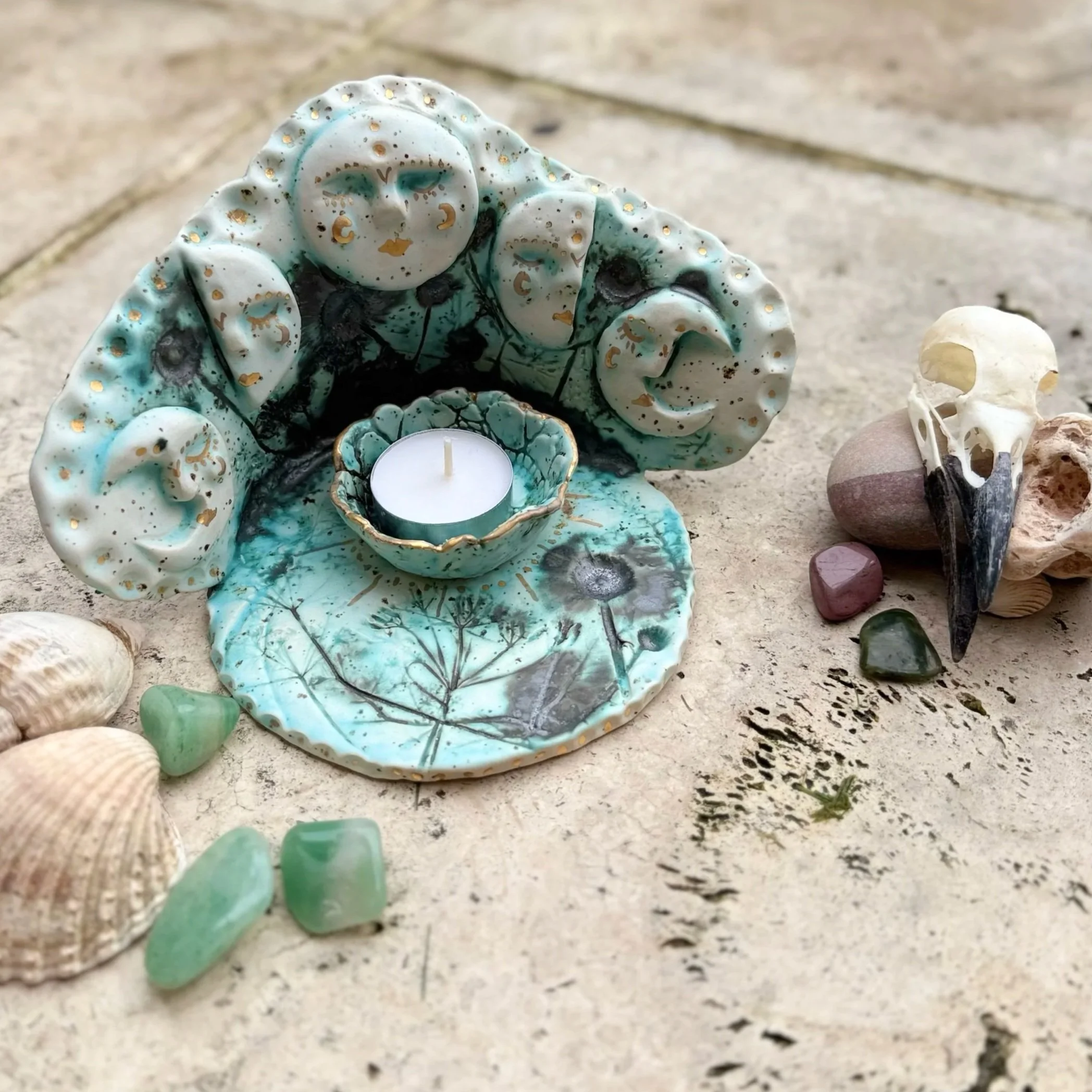 Handmade Ceramic Moon Phase Altar