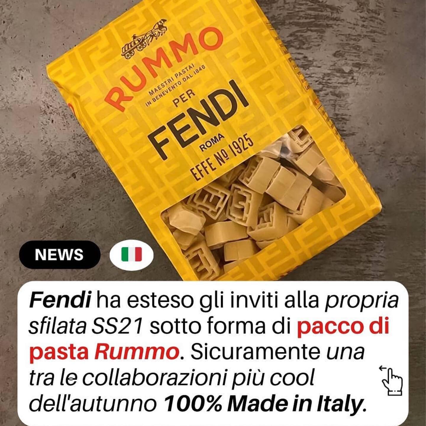 Love it... MADE IN ITALY... i'm not sure if it's a right strategy or not, but original definitely is.... Fendi SS21 invitation - forza Italia!!!! #fendi #Repost @marketing.sniper
・・・
Fendi &times; Rummo. Cosa ne pensi? 💥
.
Una collaborazione 100% Ma