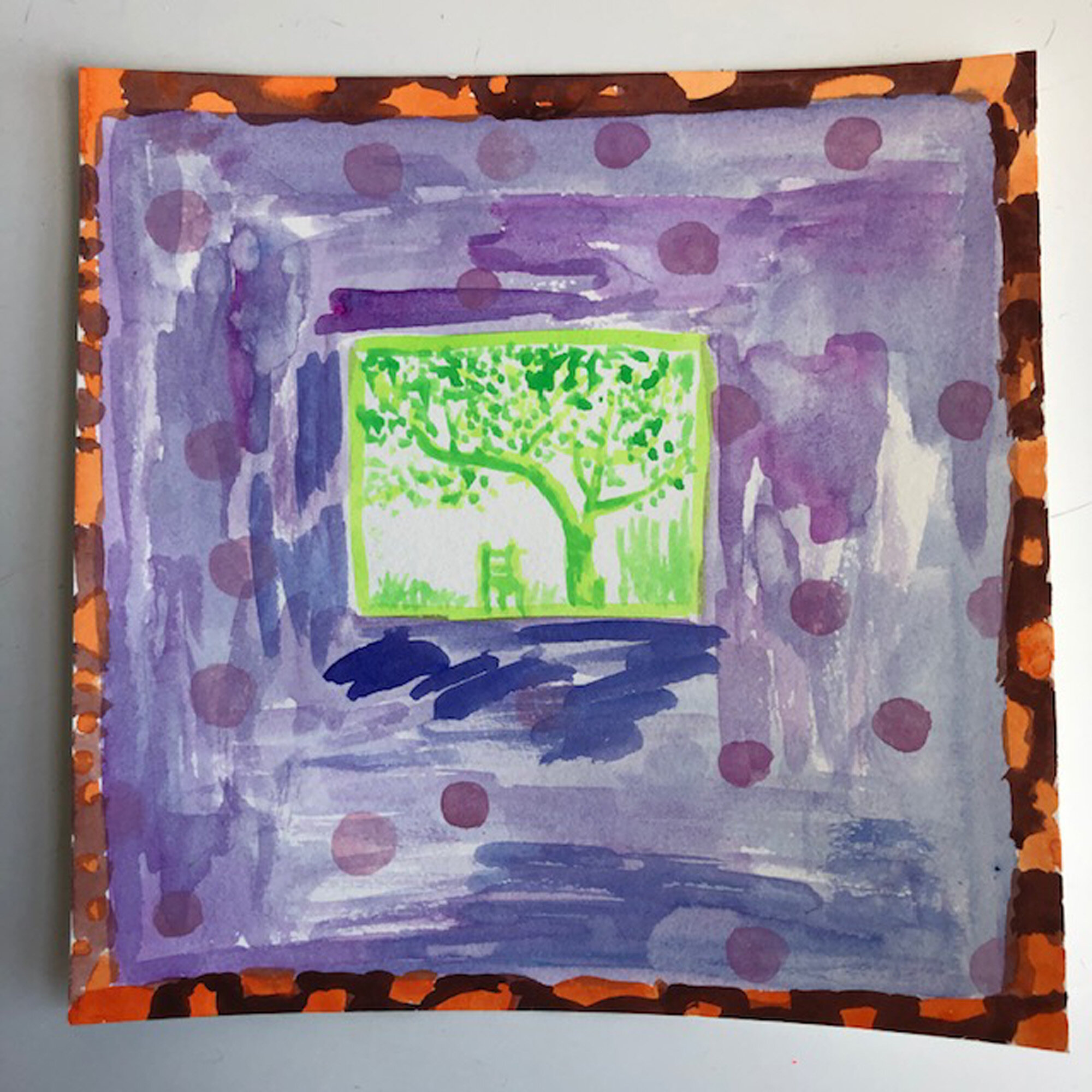  Nora Griffin, Tree Outside My Window, 2020, Gouache on paper, 8" x 8"
