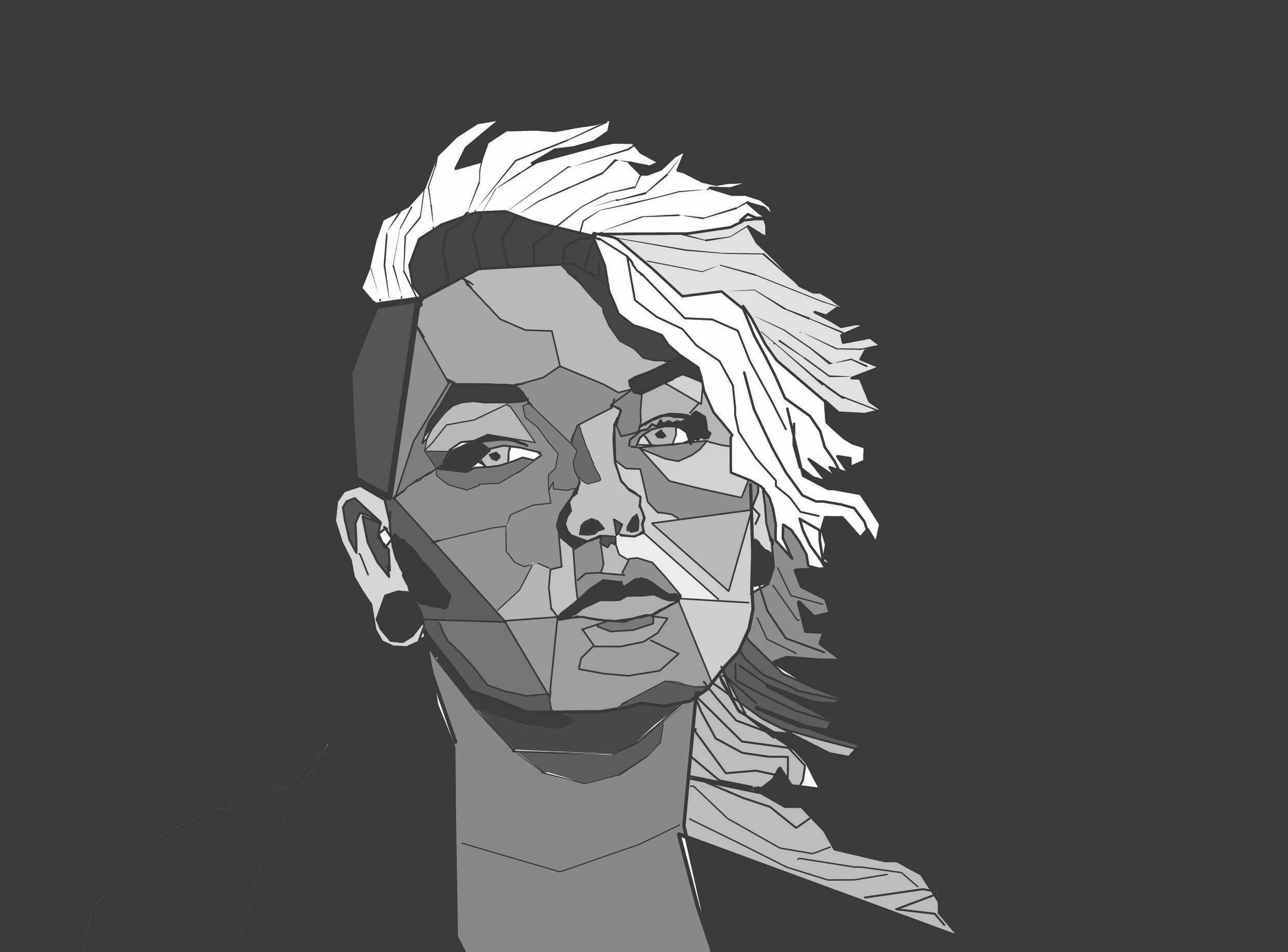 Black and grey moasic self portrait using Photoshop