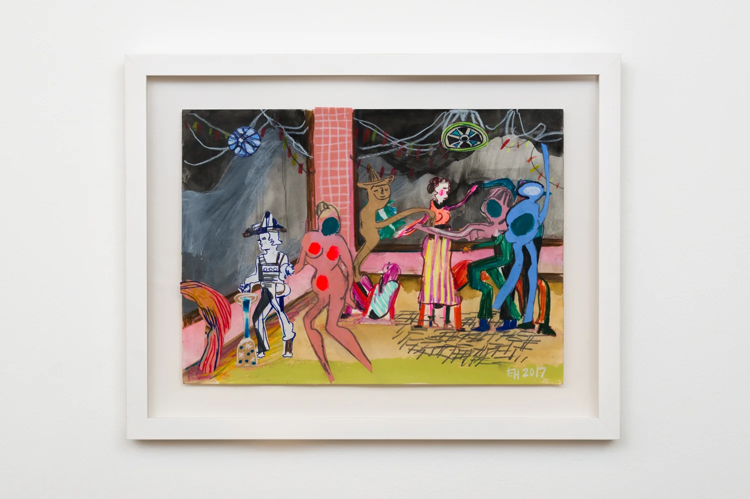 Elizabeth Huey Writhing Flophouse, 2017 acrylic, collage, china marker, ink & pencil on paper 14 ¼ x 18 ¼ in.