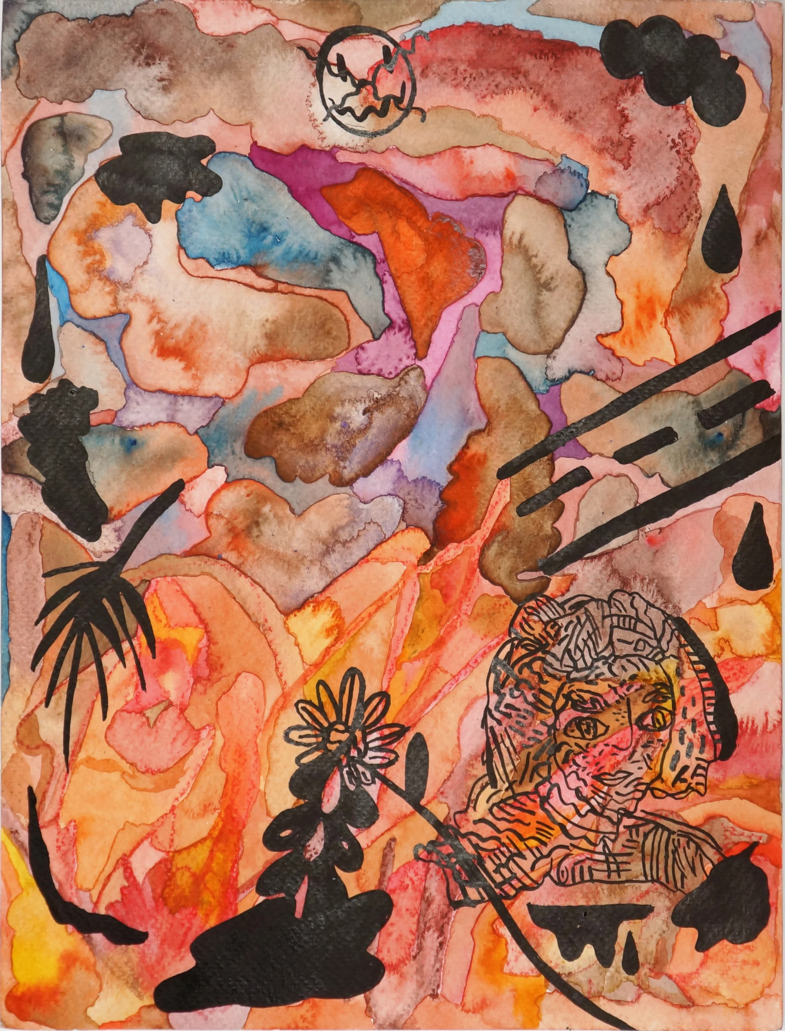 Maximus Jacobo Valentine Oppenheimer (meatgrinder) Everything that I said I didn’t know, 2018 watercolor and ink on paper 12 x 9 in.