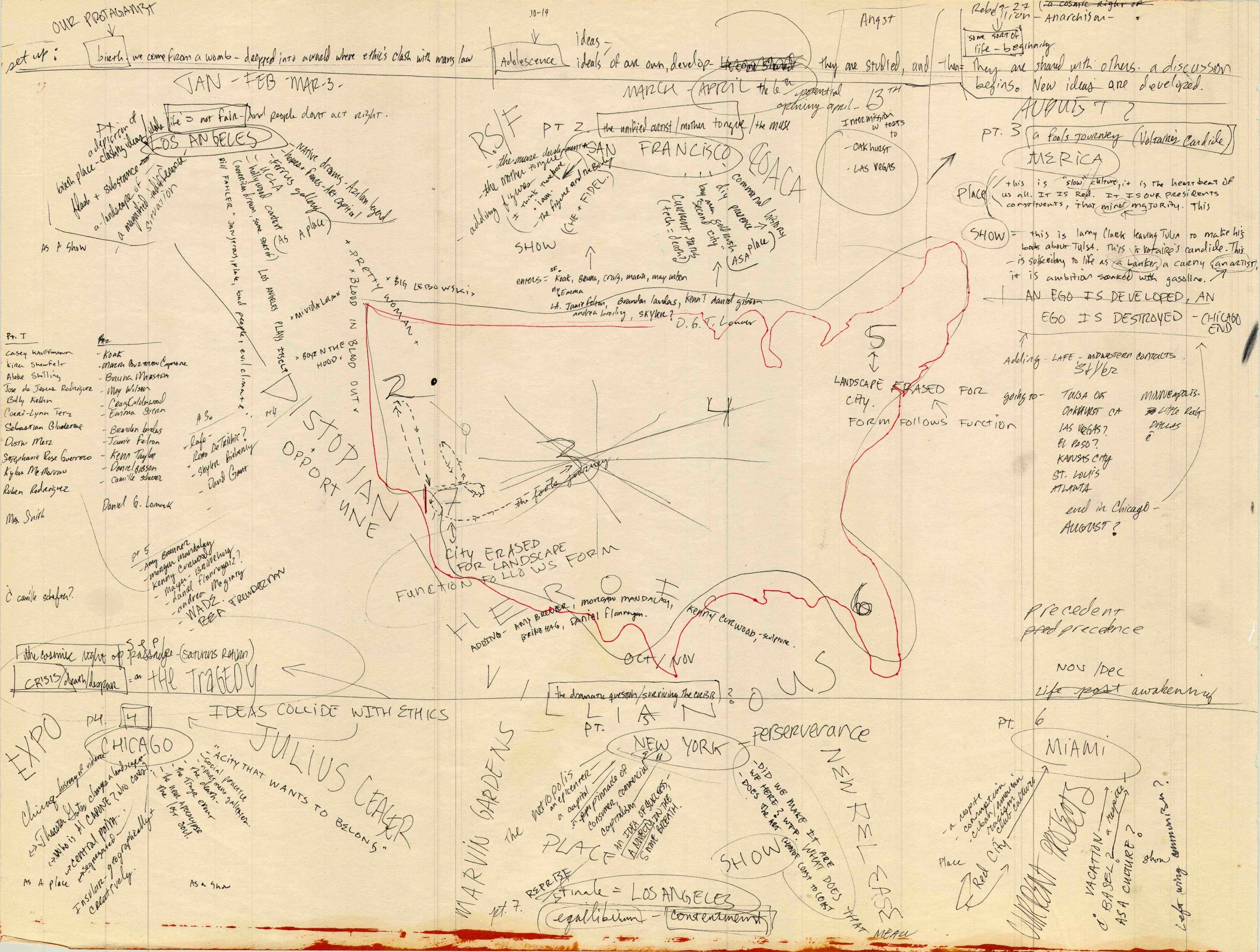 archival drawing from american fine arts, an allegory for americas parts 1-7