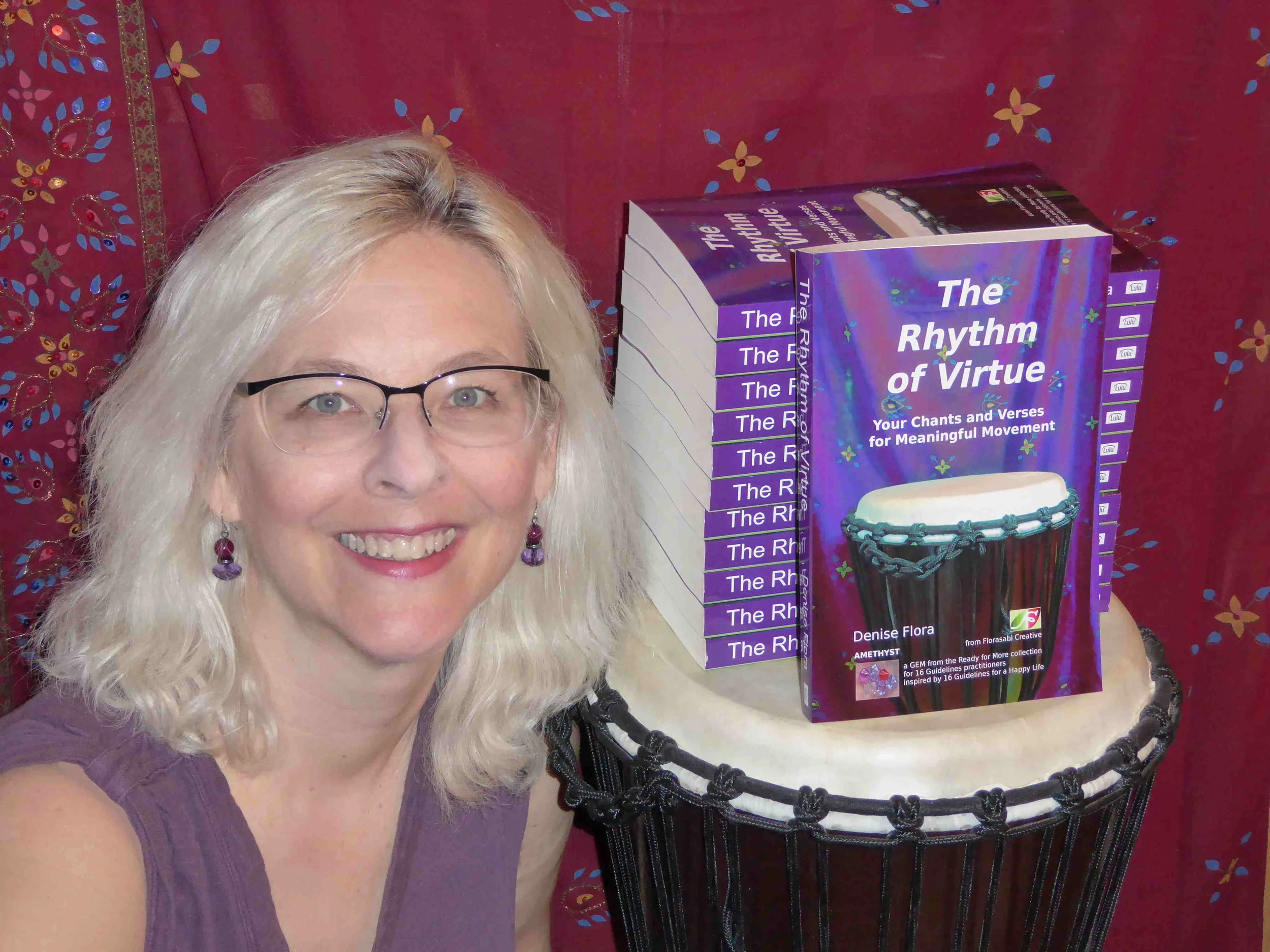 Denise Flore with her book The Rhythm of Virtue.