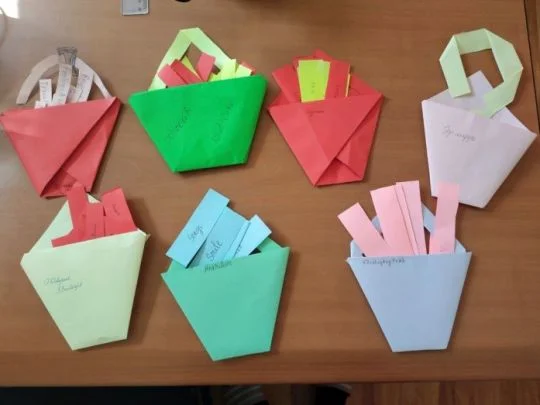 Buckets made by students in class, Ulaanbaatar, Mongolia, January 2018. Photo by Altangerel Tumurtogoo.