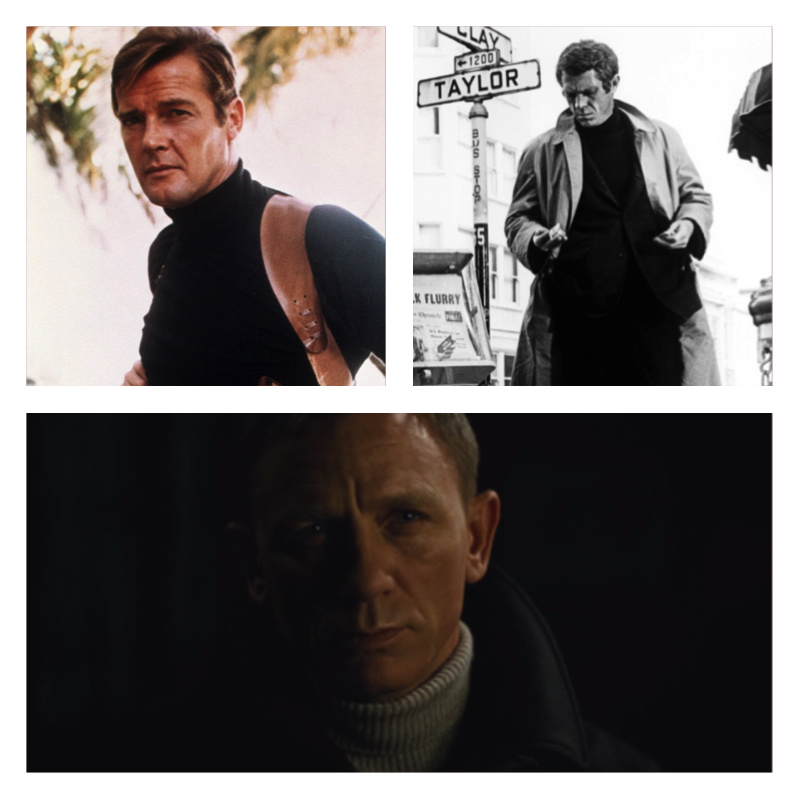 Steve McQueen & 007's penchant for turtlenecks instantly make this garment clutch.