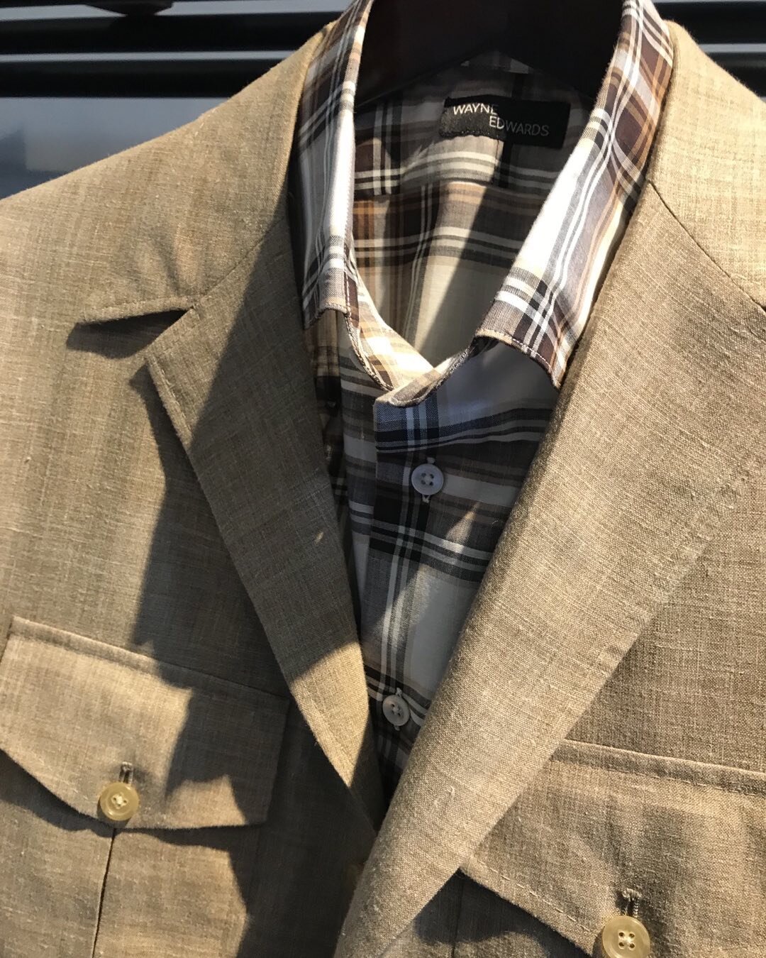 We are loving the new neutrals for the season.  Here s a new safari jacket with a cotton  and linen shirt  Great colors to work with for wardrobing.  #custom#wayneedwards#dormeuil
