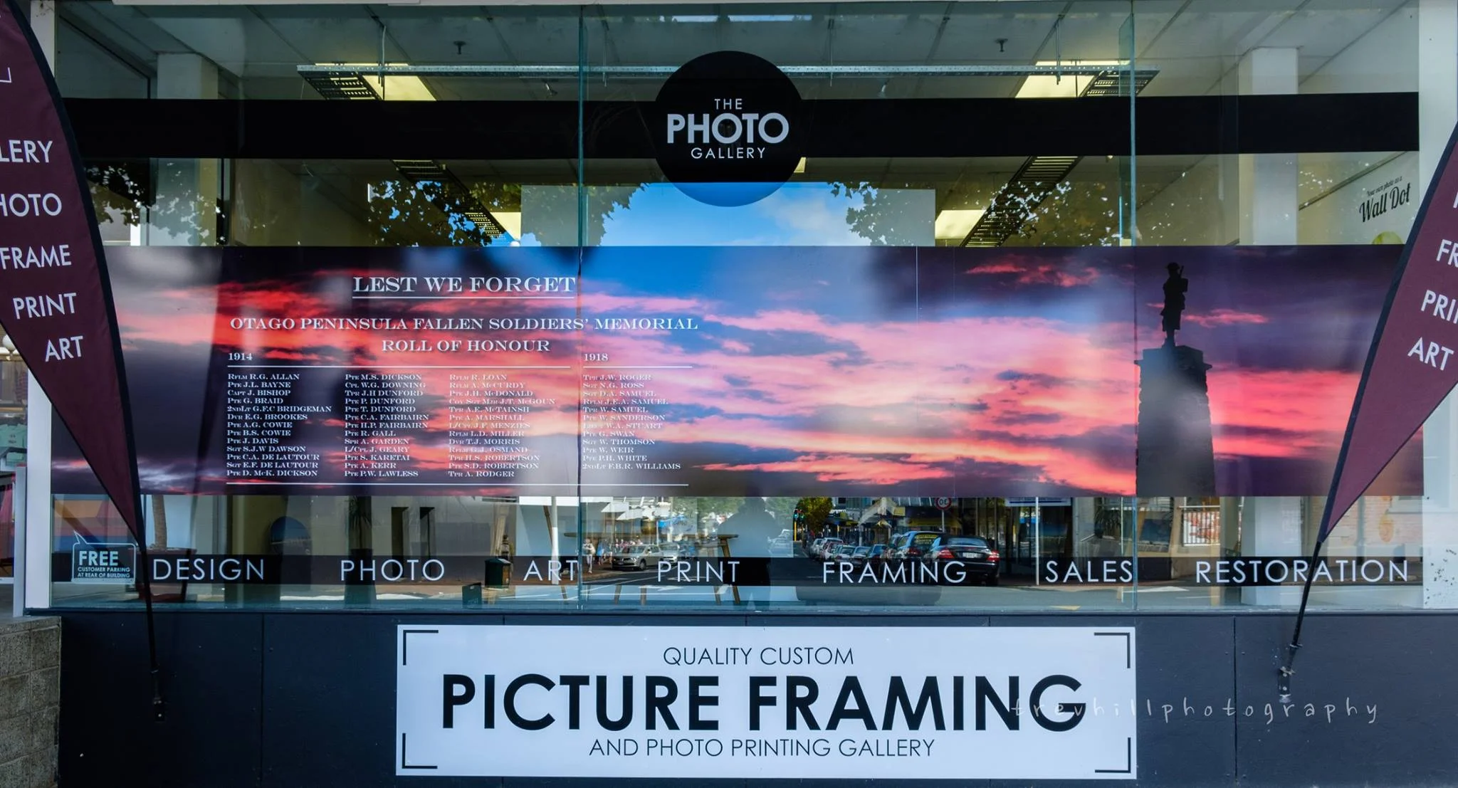 Window display for Anzac Day at The Photo Gallery in Dunedin