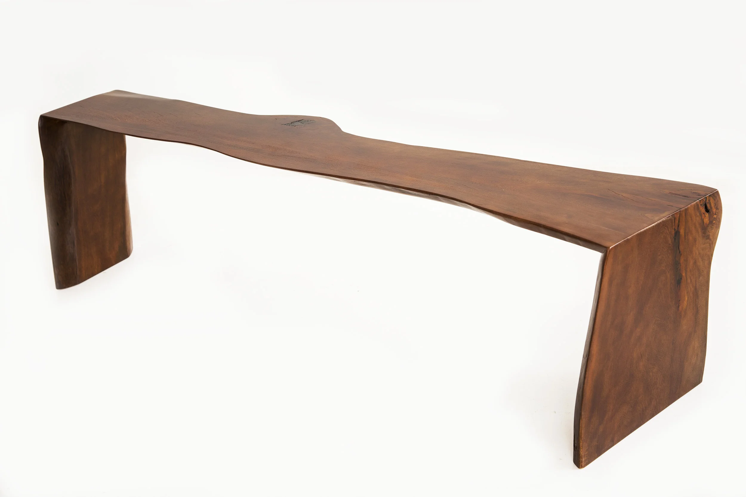 White oak slab bench