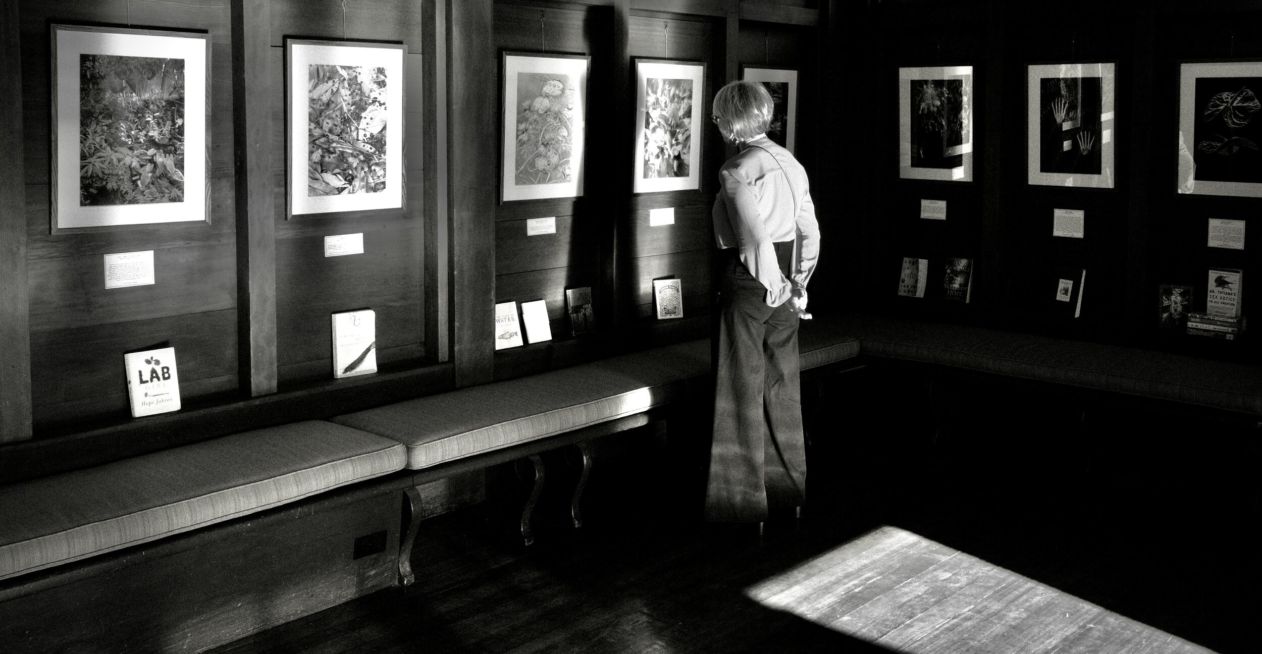  Ada Endress viewing the Book of Life exhibit at Julia Morgan Hall   Photo by Bill Johnston Jr.  