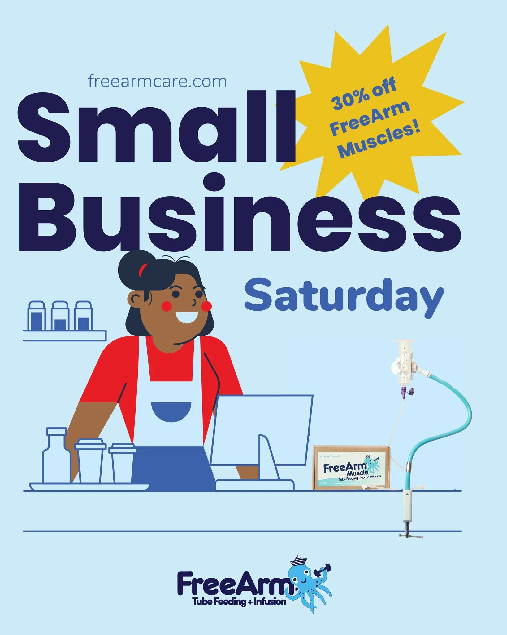 FreeArm was started by, and is run by, mom Misti Staley after she and her husband Will needed an extra hand tube feeding their son Freeman.

❤️

A #tinybytmighty business giving back to the tube feeding community through all that they learned.

❤️

A