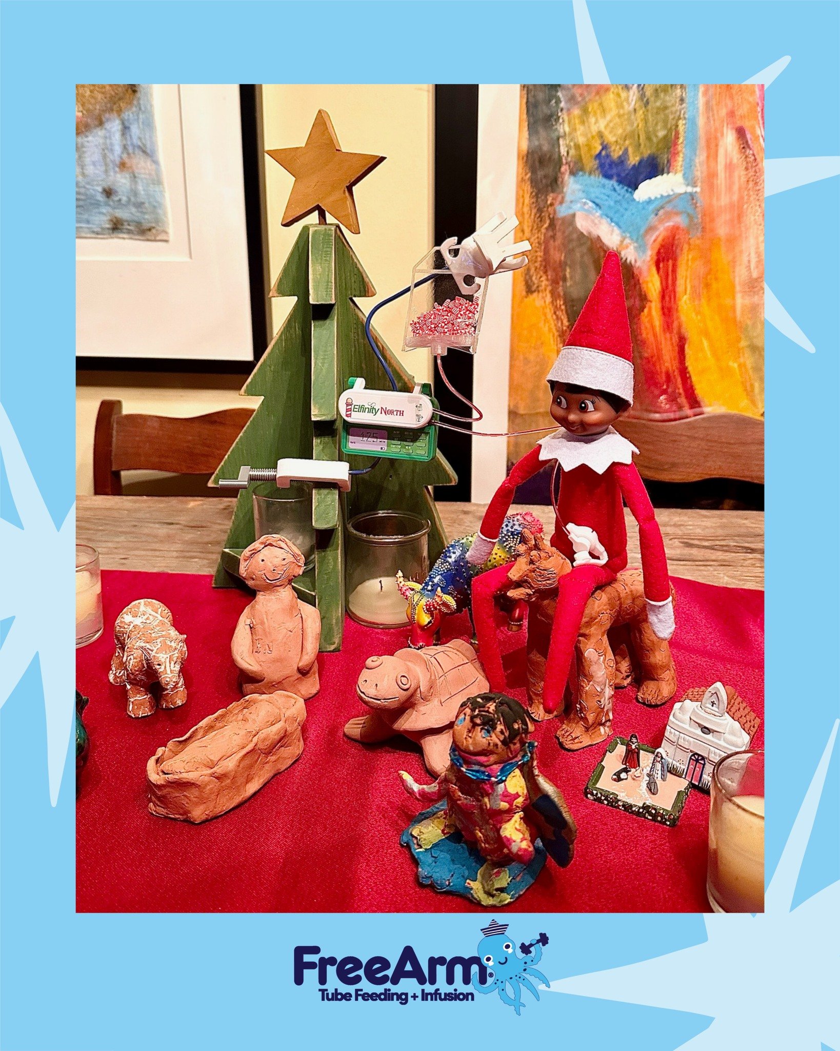 Tubias is joining in the celebration as the 4th wise man. Gold, frankincense, myrrh and peppermint tube feeds
🎄
Where will Tubias be snacking next with his Tiny Toy FreeArm, Elfinity pump and gravity syringe from @thebutterflypig?