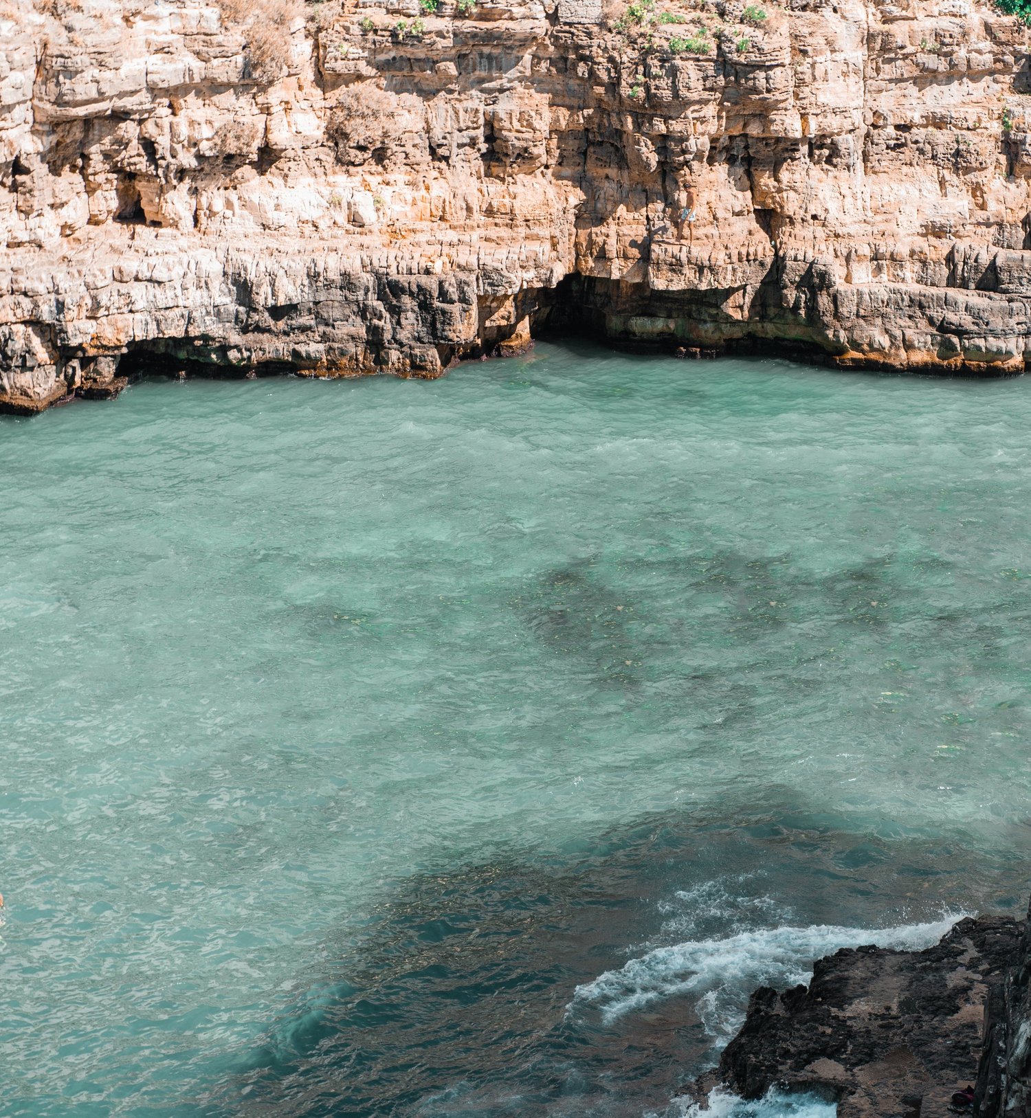 Calm turquoise water in a quiet cove