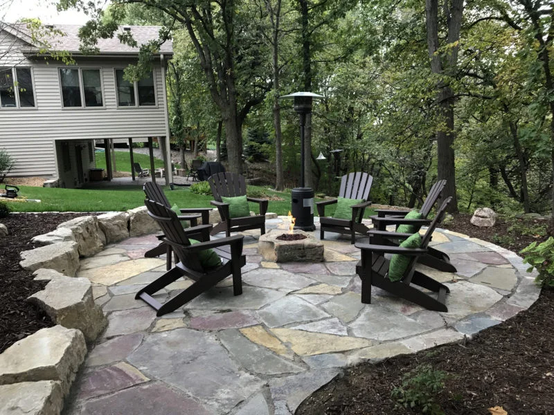 Rustic Fire Pit Patio Stone Arch Landscapes Minneapolis Minnesota