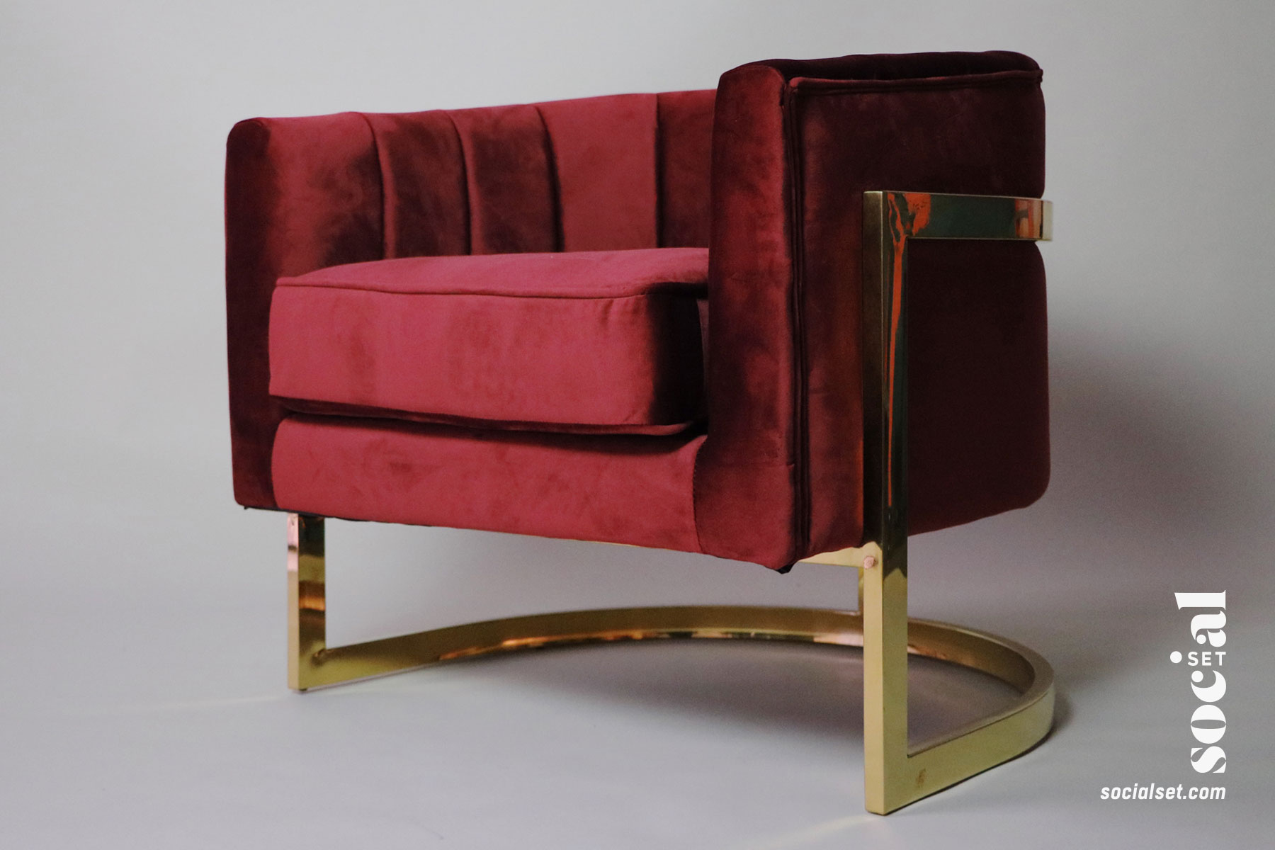 Red / Wine Velvet Chair