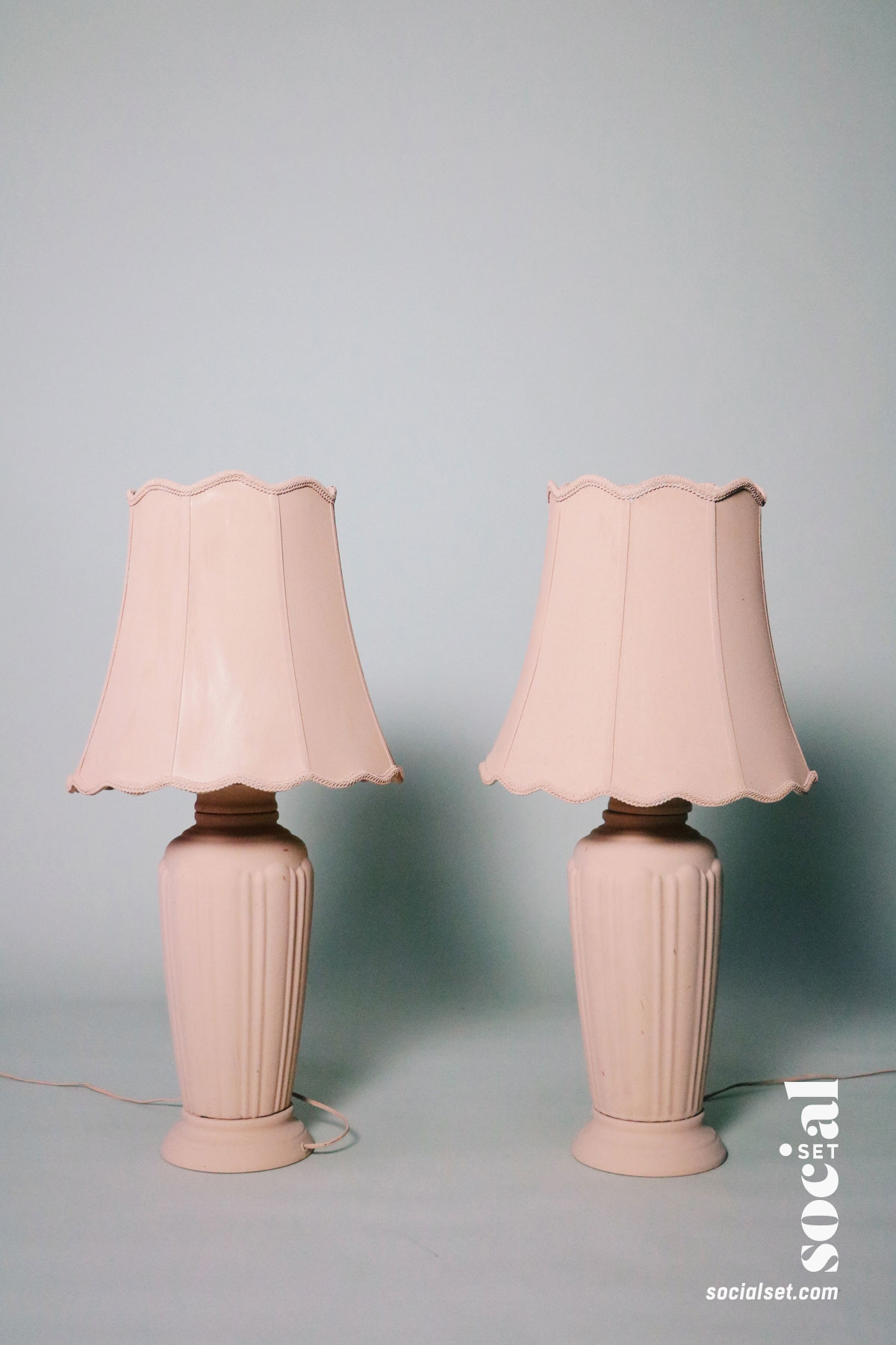 Hand Painted Rose Pink Lamps