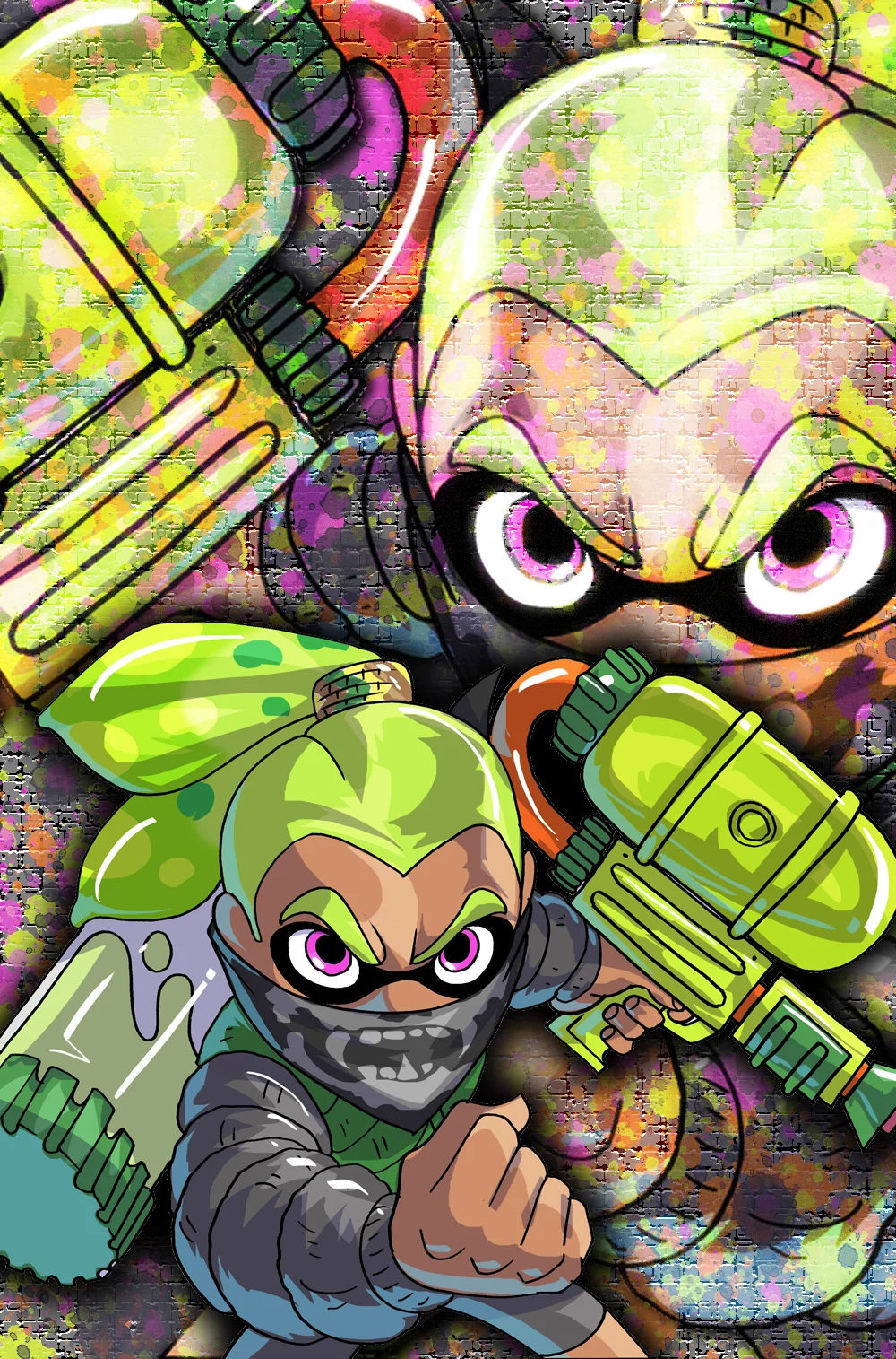 Green mask Inkling 11x17 Print