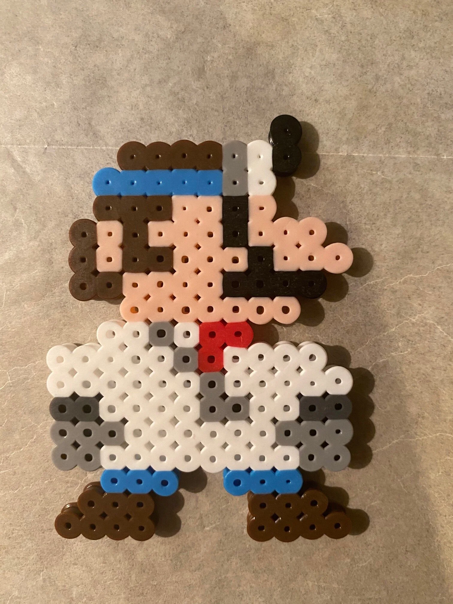 Dr. Mario bead keychain