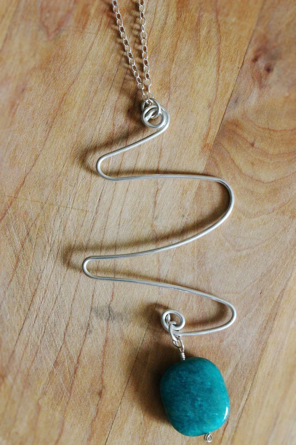 Sterling Silver Wave African Jade Pendant