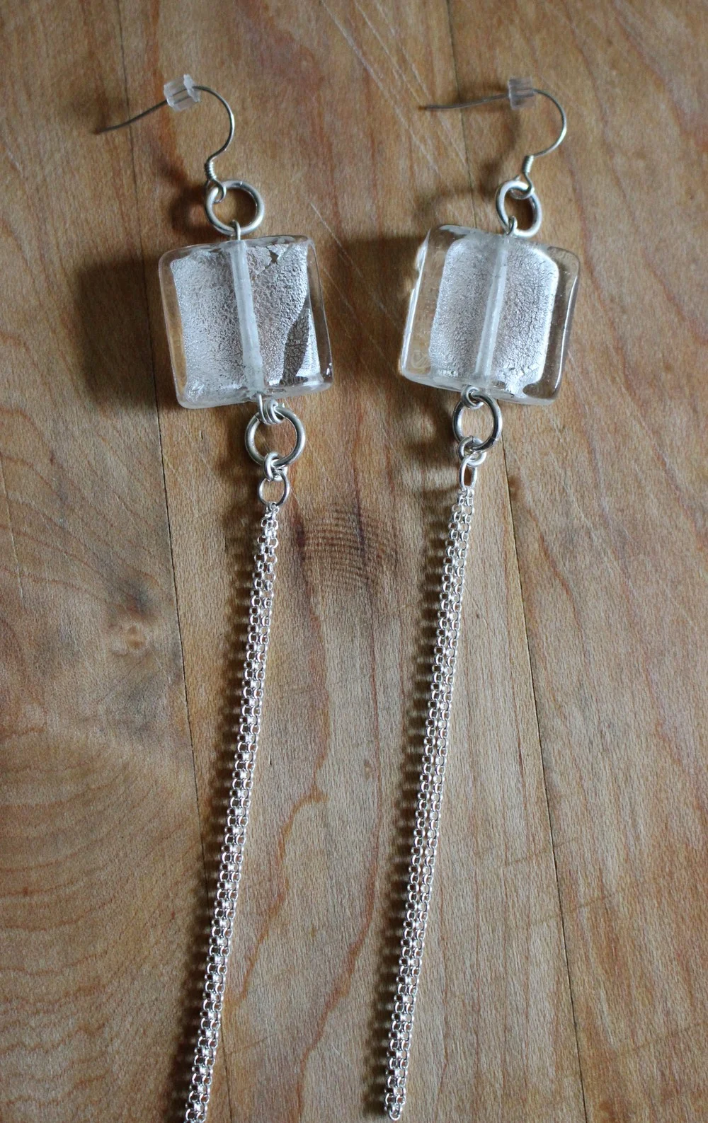 Sterling Silver Silver Foil Duster Earrings