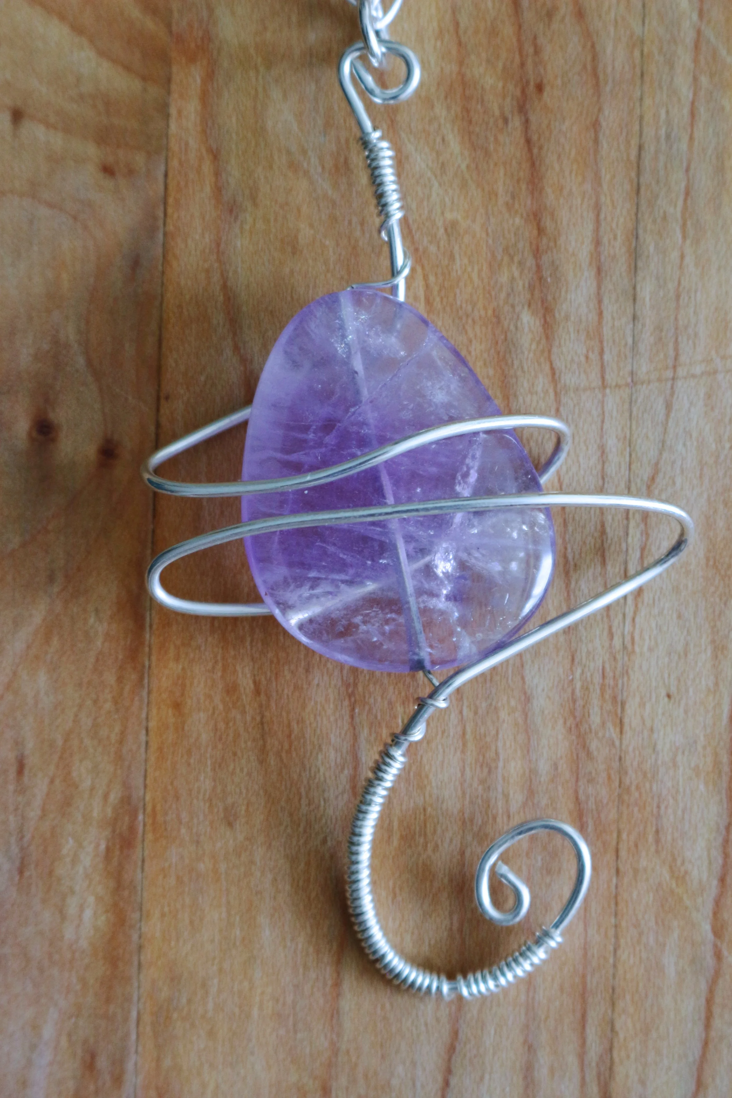 Sterling Silver Amethyst Swirl Necklace 