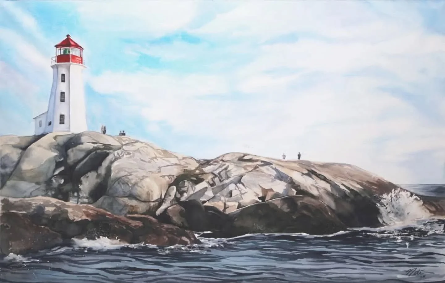 Here's the official unveiling of my piece &quot;Peggy's Cove&quot;! This is the 1st piece in my &quot;Oh Canada&quot; Series.

#canadianartist🇨🇦 #canada #ohcanada🇨🇦 #novascotia #peggyscovelighthouse #peggyscove #torontoartist #coastal #lighthouse
