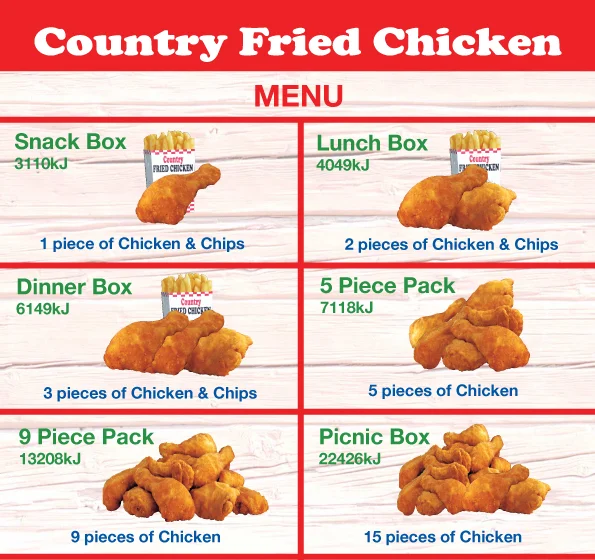Menus — Country Fried Chicken