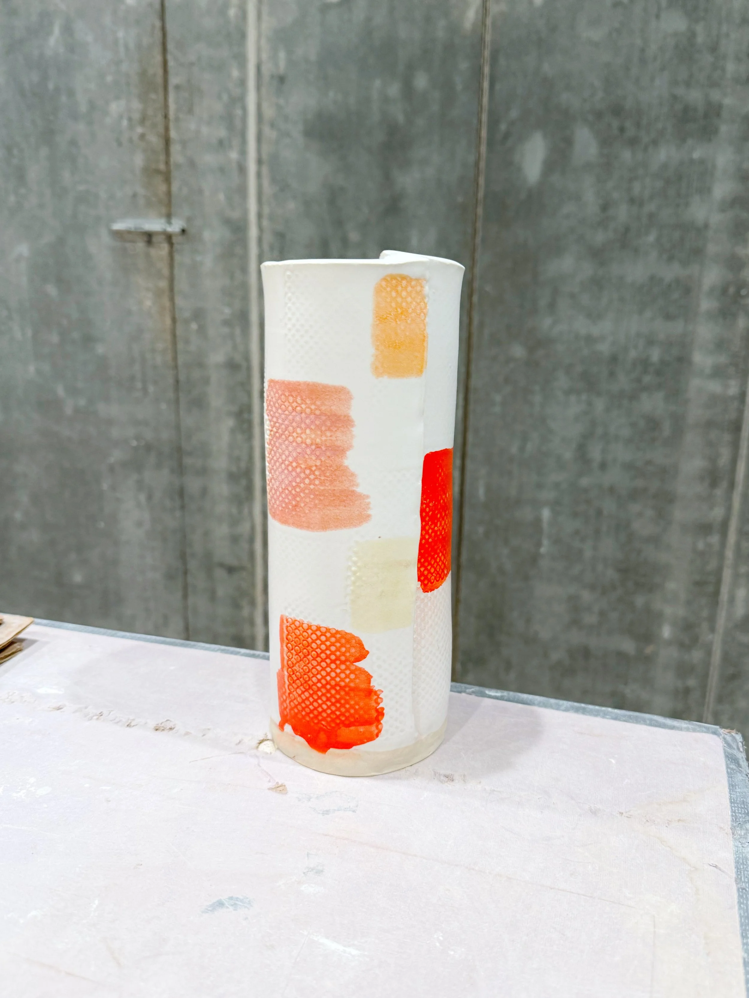 slab vase with oxides