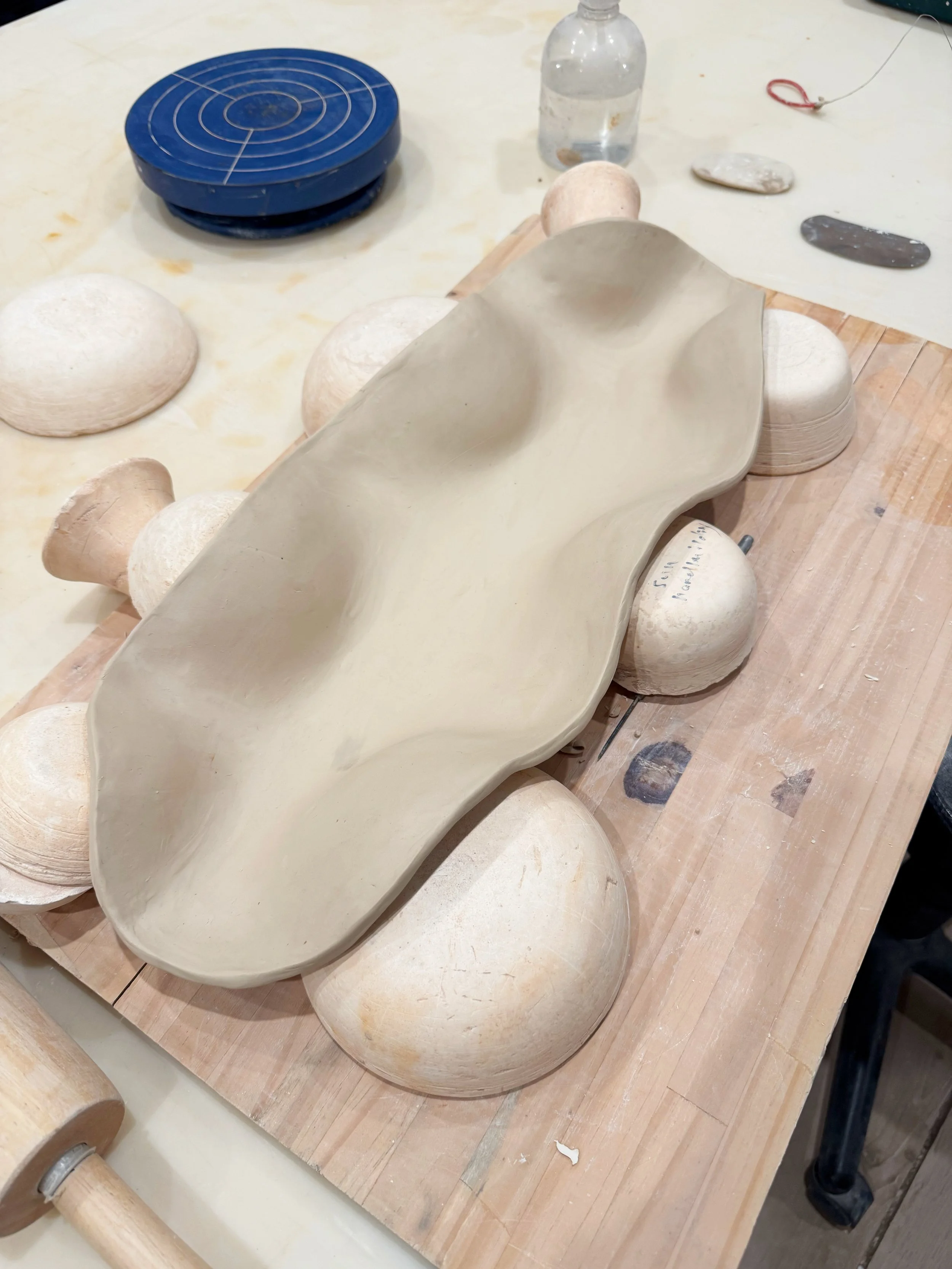Plaster molds in use