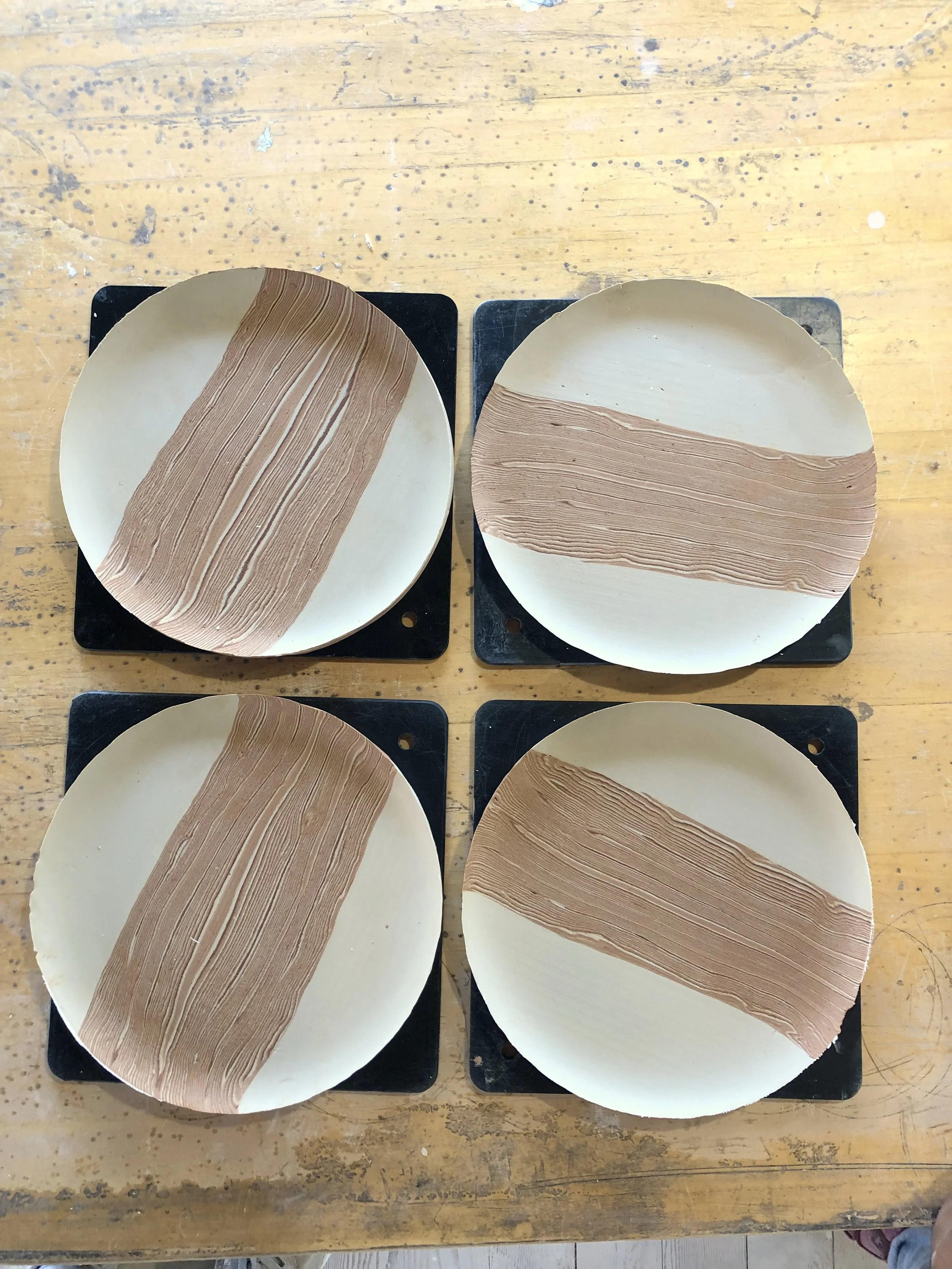 Laying patterns onto plates