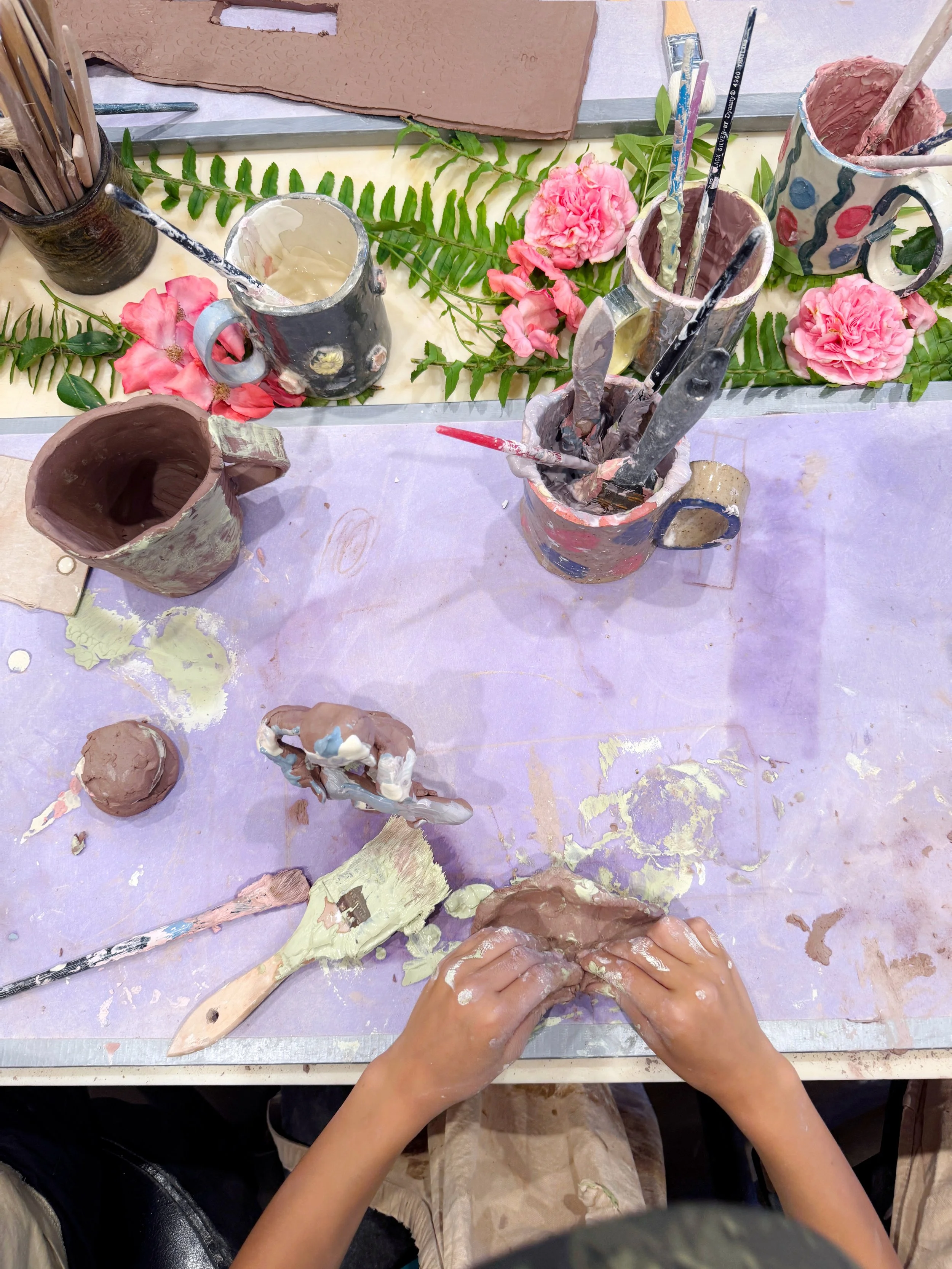 Working with tools and clay