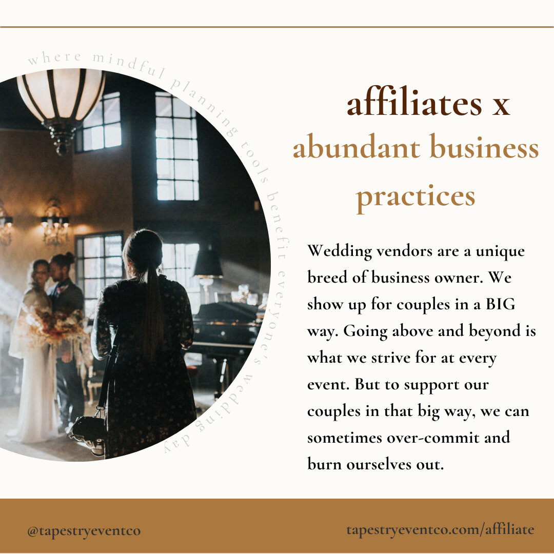 Wedding vendors are a unique breed of business owner. We show up for couples in a BIG way. But to support our couples in that big way, we can sometimes over-commit and burn ourselves out. ​​​​​​​​​
Let&rsquo;s not create a culture of being overworked
