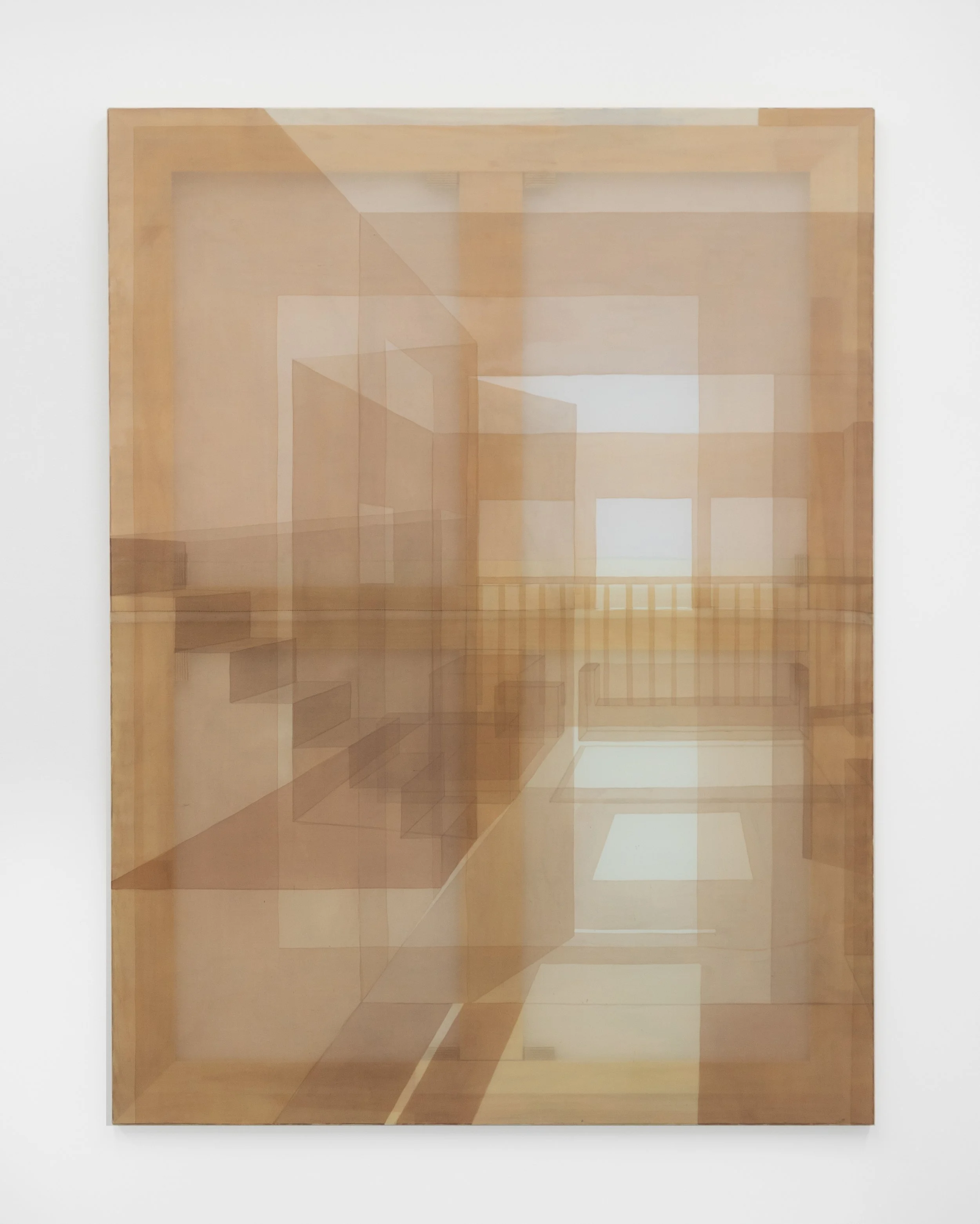   Temporary Lacework, entrance,  acrylic on piña silk, 2025 