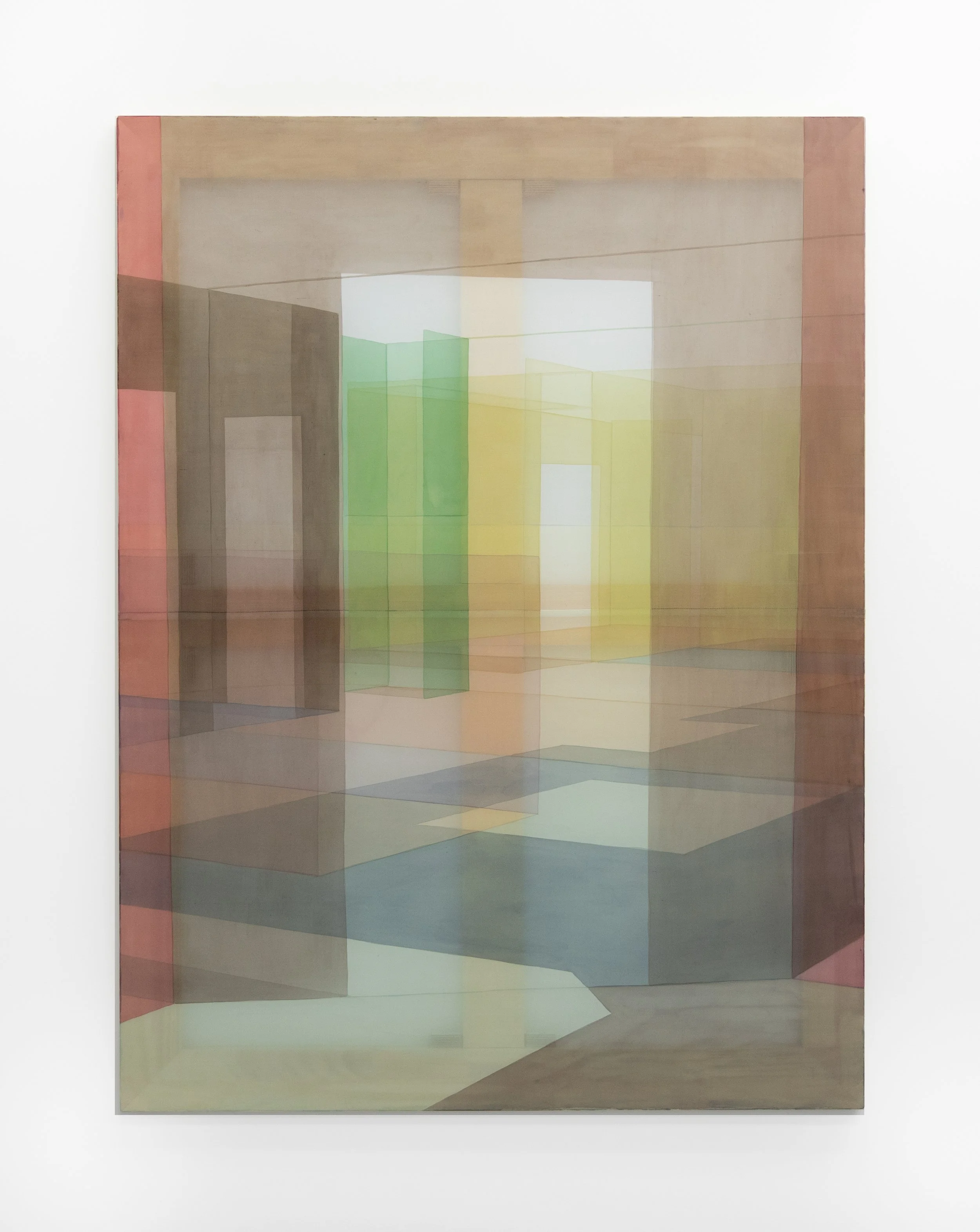   Mirror,  acrylic on piña silk, 2025 