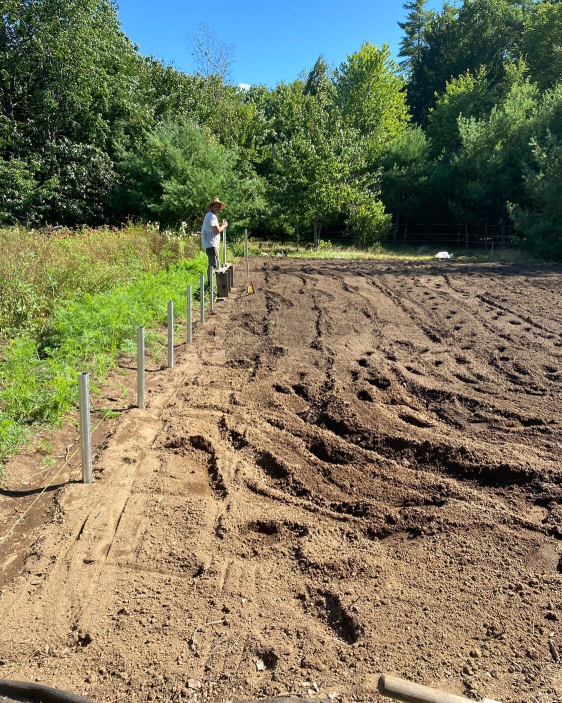 Prepping ground for high tunnel #2. Thanks to our friends @esperanzafarmmaine for helping haul down the caterpillar tunnel, we&rsquo;re excited it will find a new home in the neighborhood!