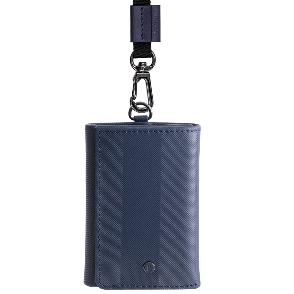 authentic 系列牛皮4卡三折短夾-午夜藍