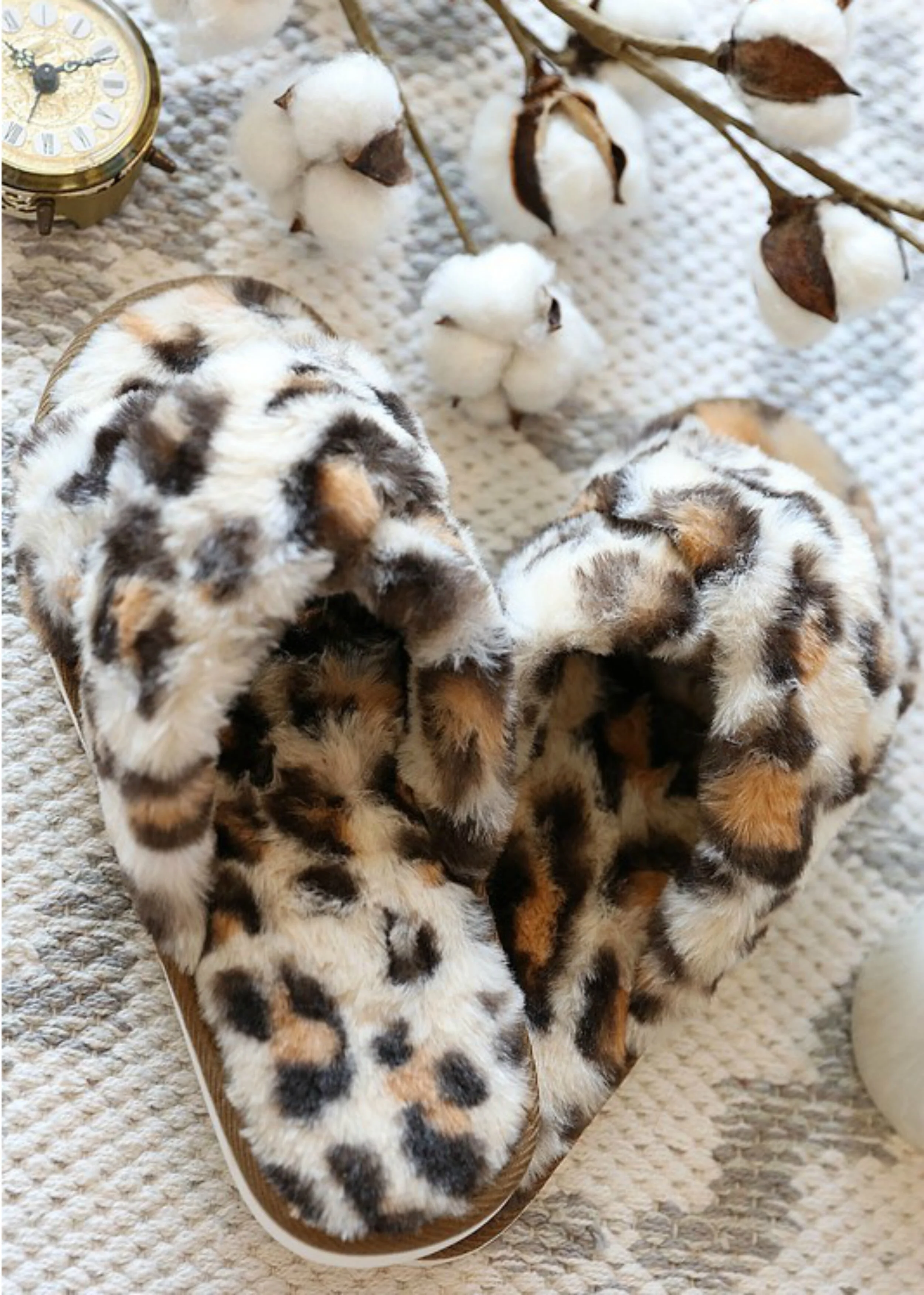 fuzzy cheetah slippers