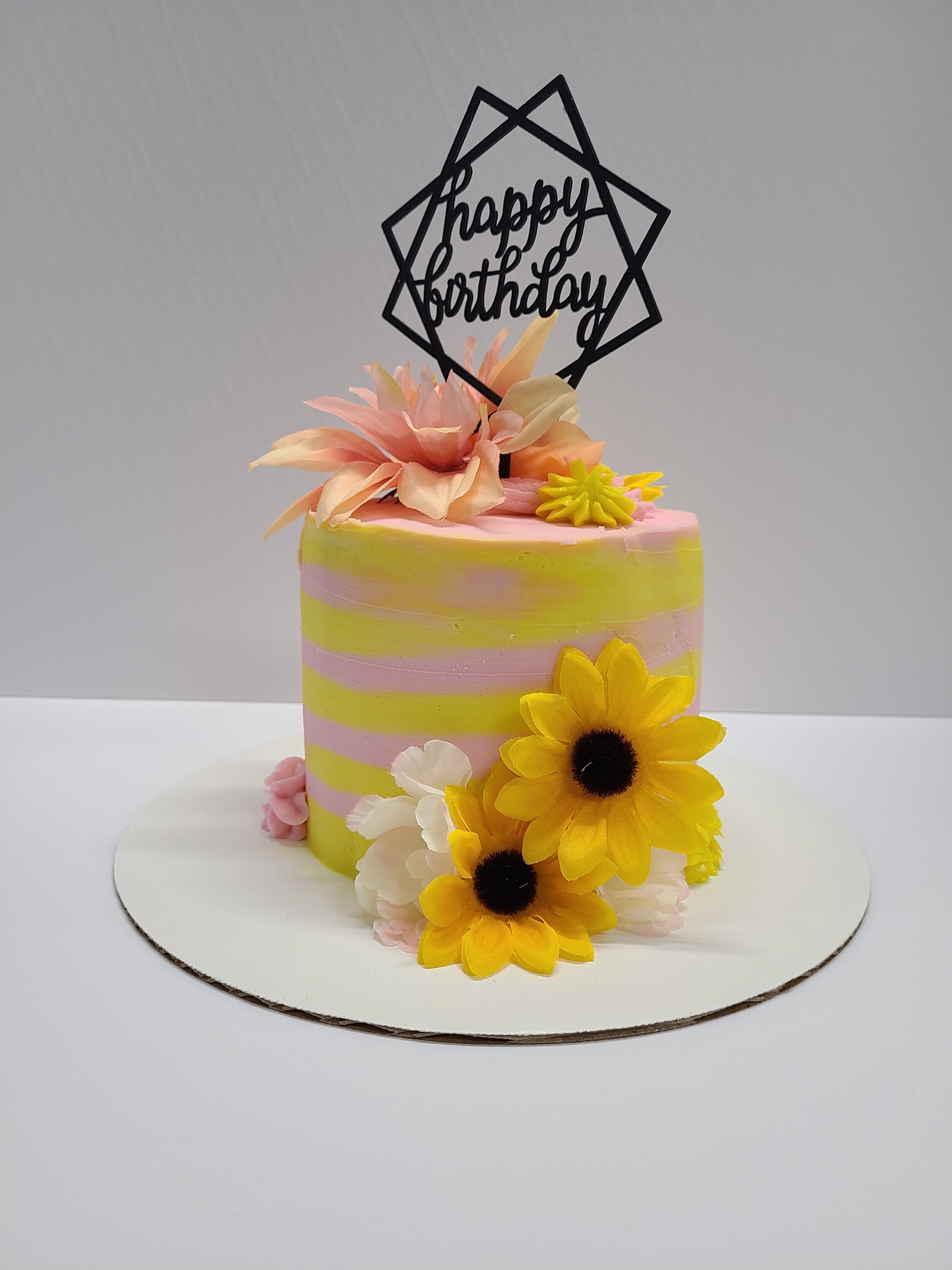 6" Birthday Cake with faux flowers