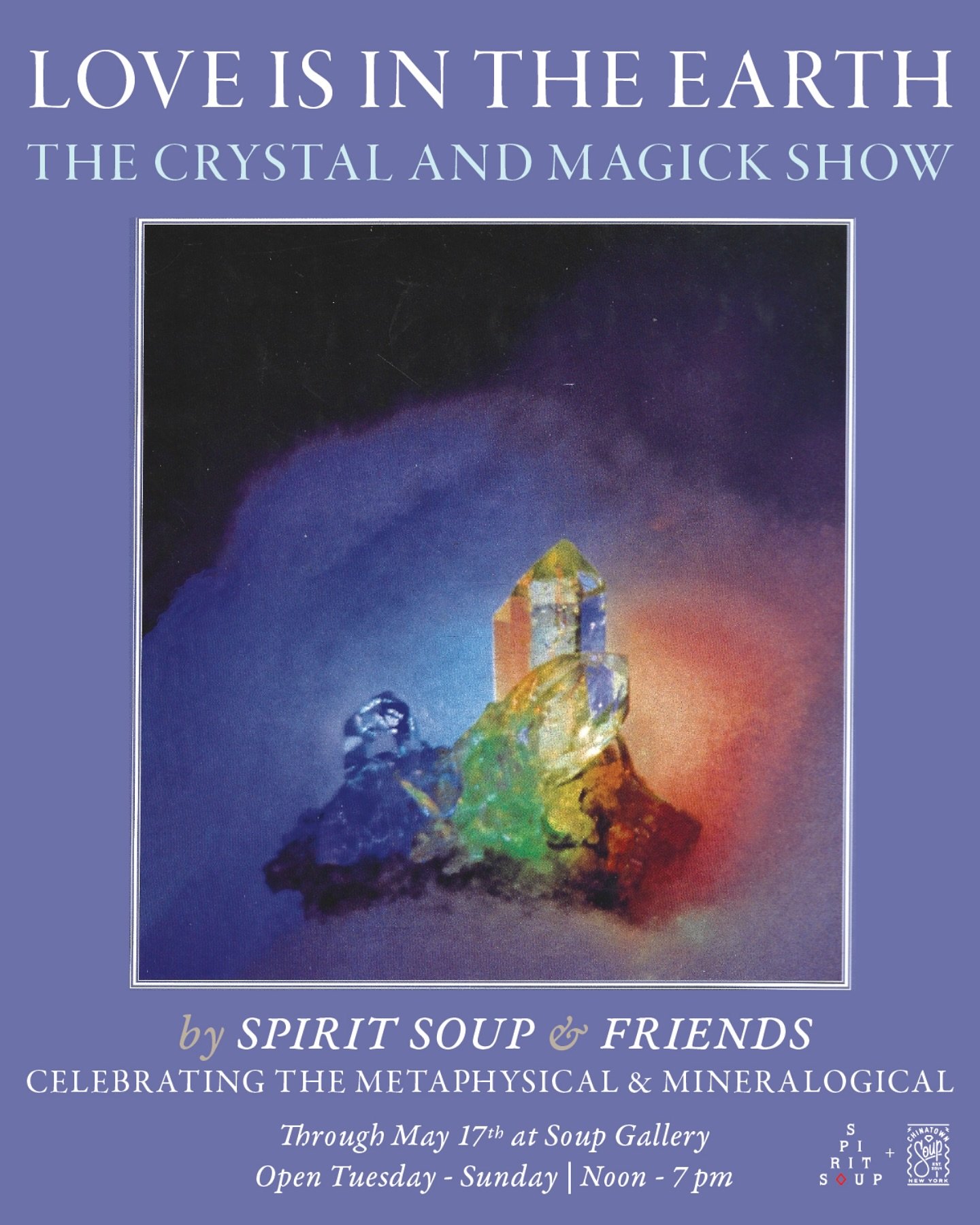 Opening the doors to 𝑳𝒐𝒗𝒆 𝒊𝒔 𝒊𝒏 𝒕𝒉𝒆 𝑬𝒂𝒓𝒕𝒉🌍💜&mdash; a mystic installation shimmering with collectible works of art 💠, courtesy of the mineral and animal kingdoms 🐚🦋 alongside Soup Studio alumni. You&rsquo;ll also find retro-era bo