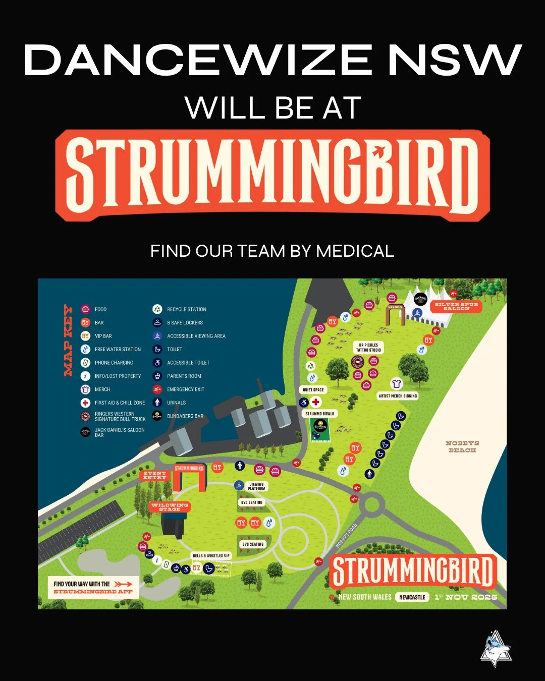DanceWize NSW are at @strummingbirdfestival Newcastle tomorrow 🤠⁠
⁠
Our rovers will be roaming about the festival so if you're feeling wobbly head toward the folks in the purple vests. ⁠
⁠
We want everyone to make it to the end of the night so don't