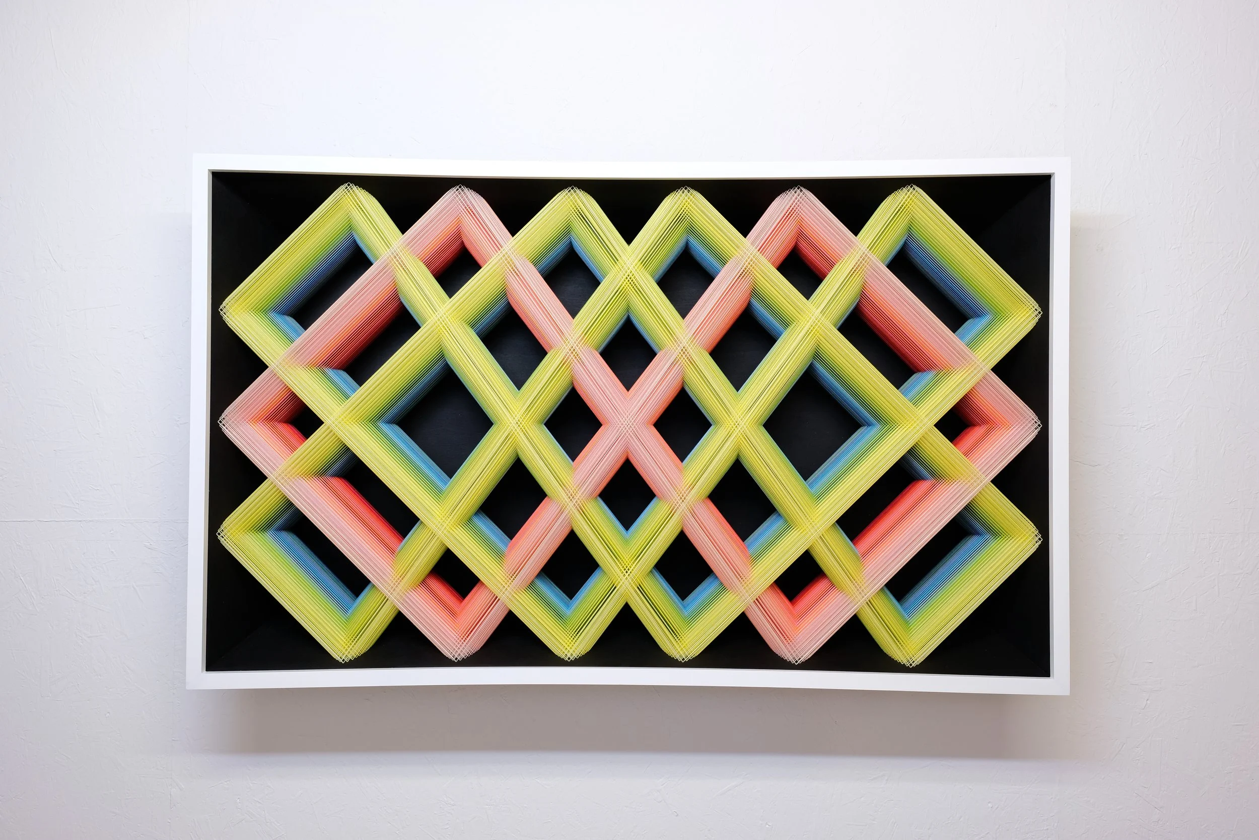   TRIBAL , 2022, 105x169x23cm/ 41.5x66.7x9.1 in, cotton, wood, staples, paint 