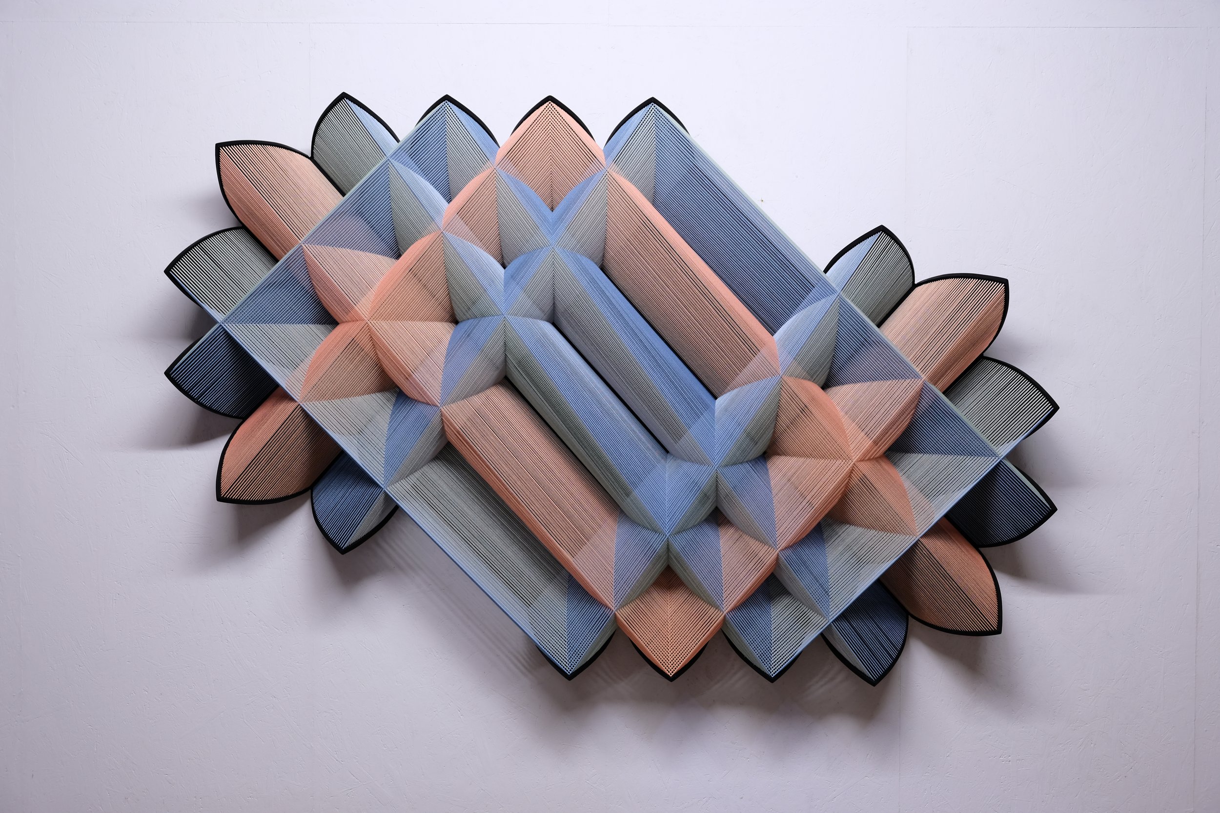   Mirror , 2022, 116x177x23cm, 45.8x70x9.1 in, cotton, wood, staples, paint 