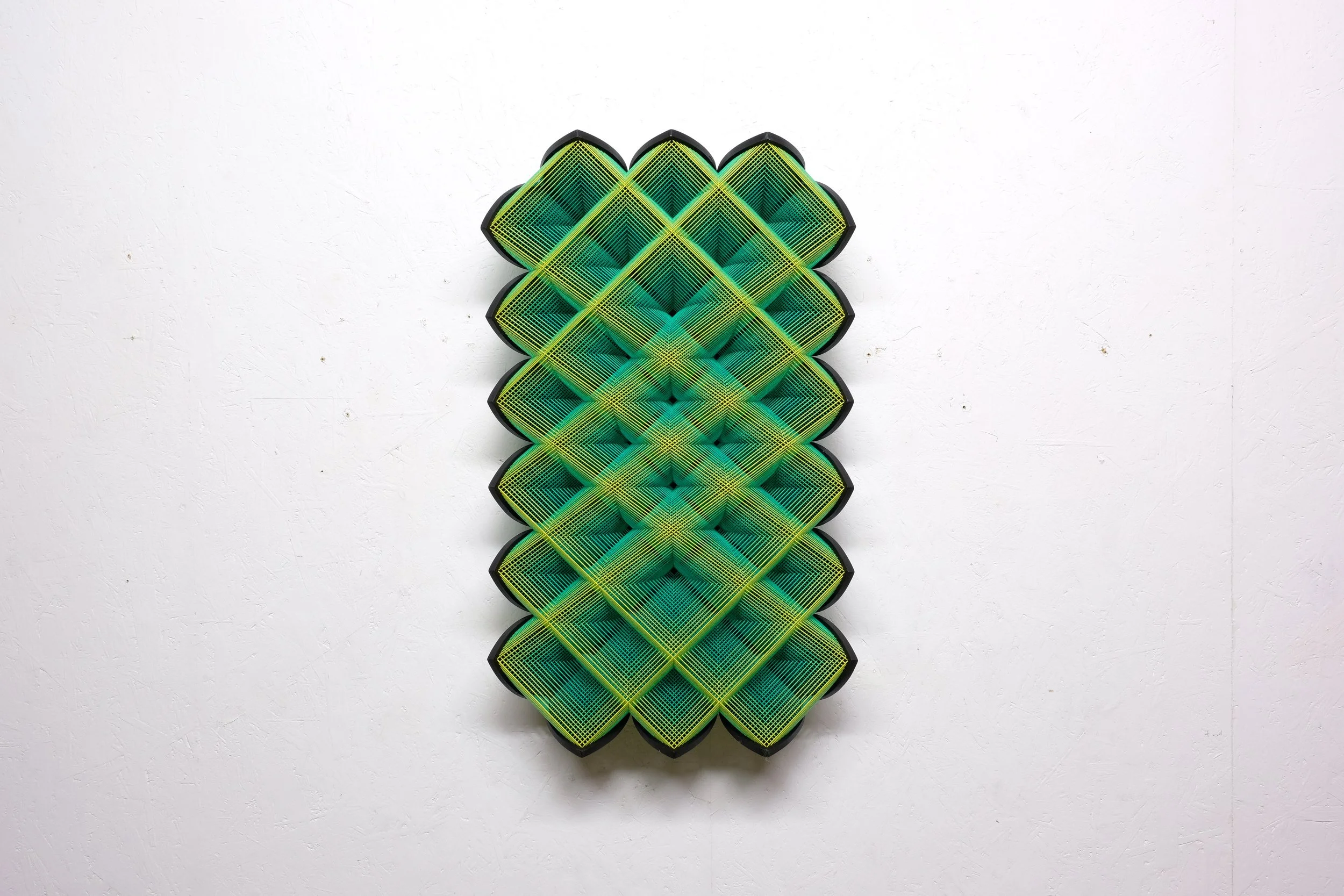   Spring  2024, 68x42x15cm 26.8x16.5x5.9 in cotton, wood, staples, paint 