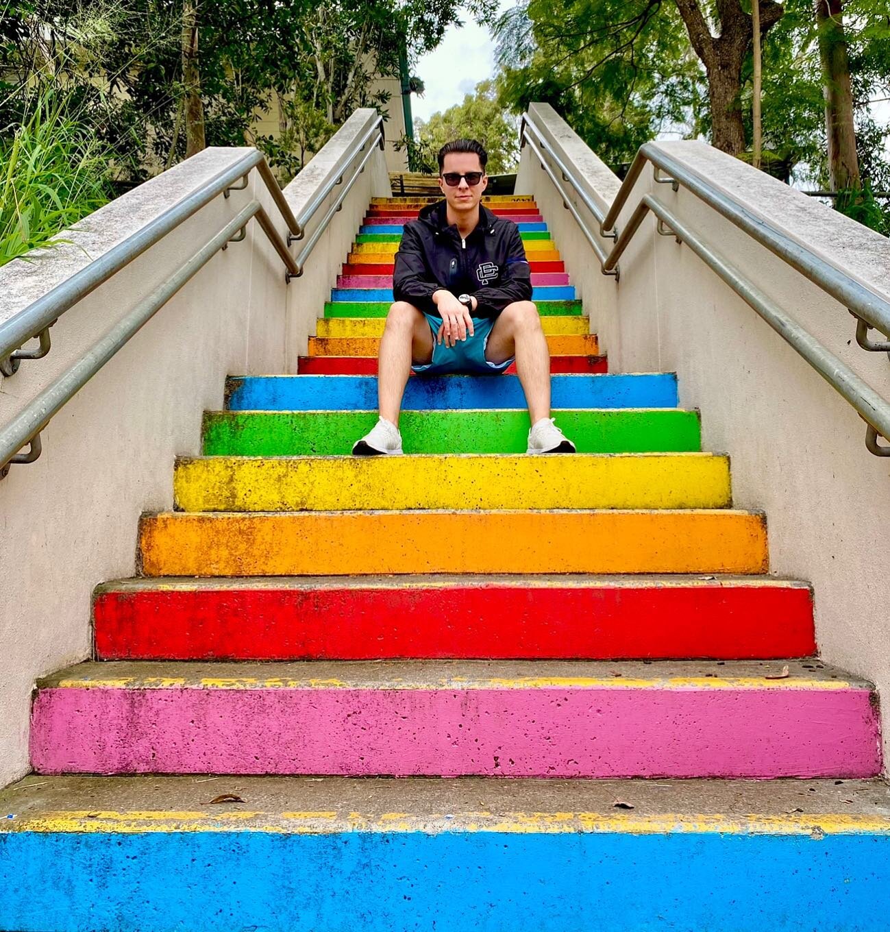 Went to visit my primary school, found a bloody bright staircase that wasn&rsquo;t there before 😂🌈🎨