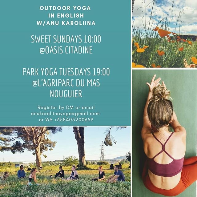 .
.
Dear Montpellier Yogis 🌱
.
.
Here's my planning for outdoor yoga classes in June! The classes are Hatha Flow classes and open for everyone, so you can come as your beautiful self - exactly as you are ⭐
.
.
The teaching is in English with a touch