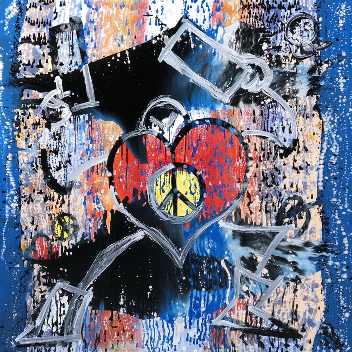 WHERE ARE MY GUNS POINTING 69” x 69” Oil on Canvas 2018