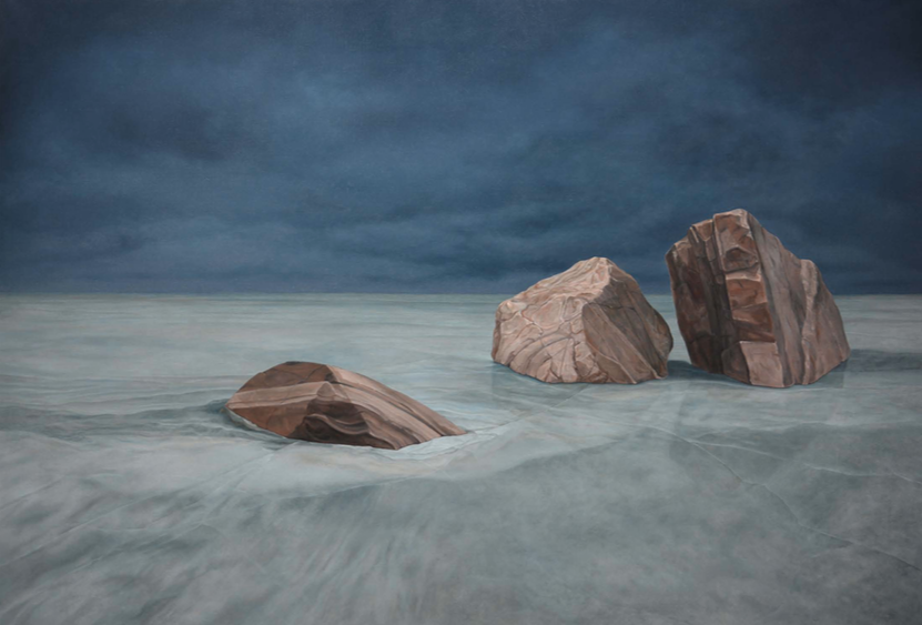 Li Donglu, Pierres , huile sur toile, 2016. Courtoisie de l'artiste et d'A2Z Gallery